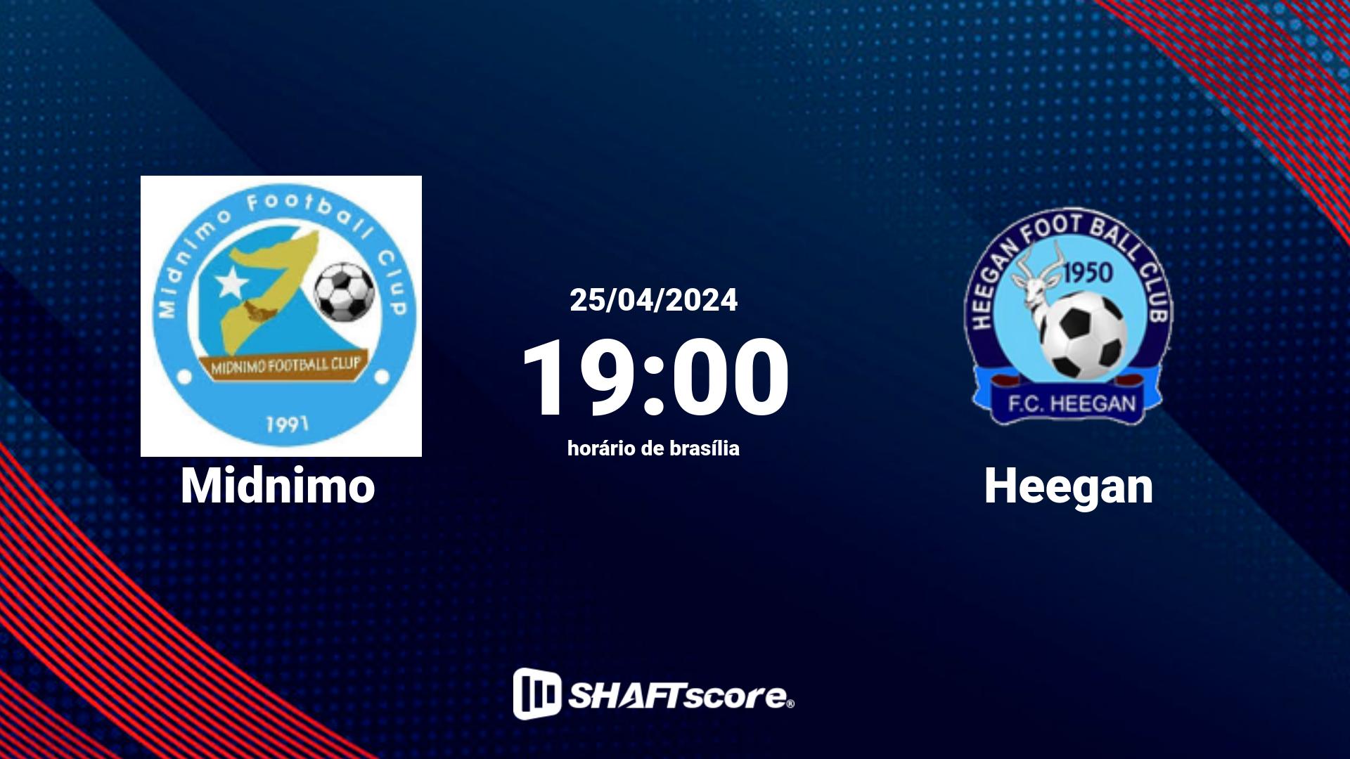 Estatísticas do jogo Midnimo vs Heegan 25.04 19:00