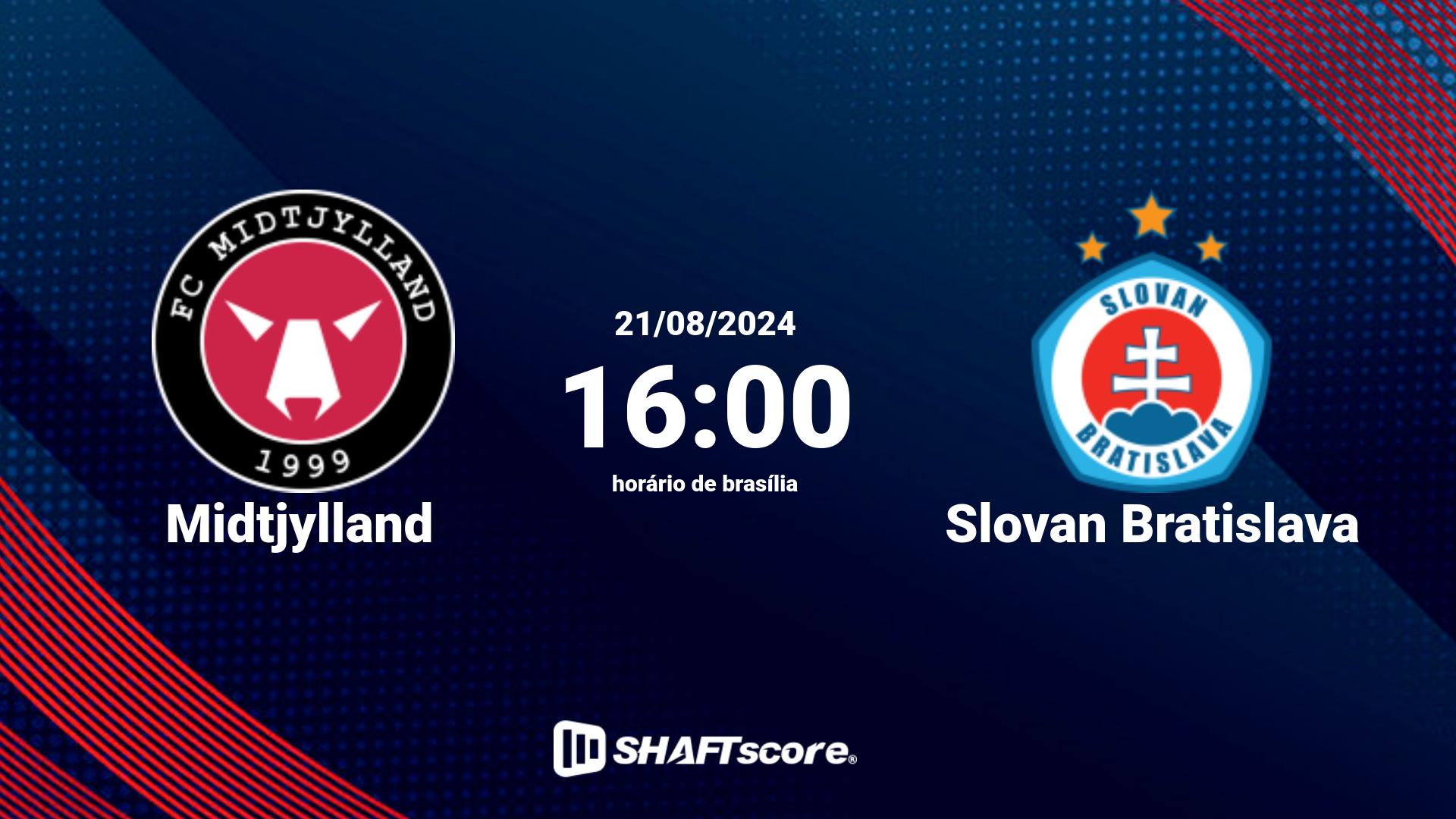 Estatísticas do jogo Midtjylland vs Slovan Bratislava 21.08 16:00