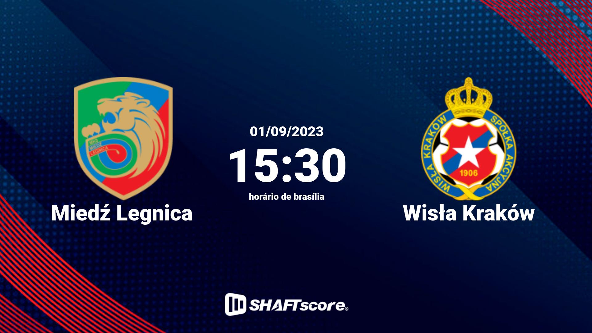 Estatísticas do jogo Miedź Legnica vs Wisła Kraków 01.09 15:30