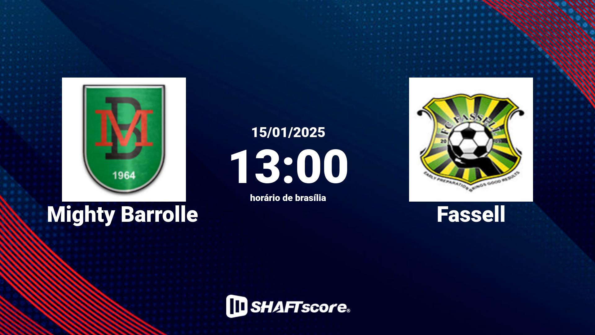 Estatísticas do jogo Mighty Barrolle vs Fassell 15.01 13:00