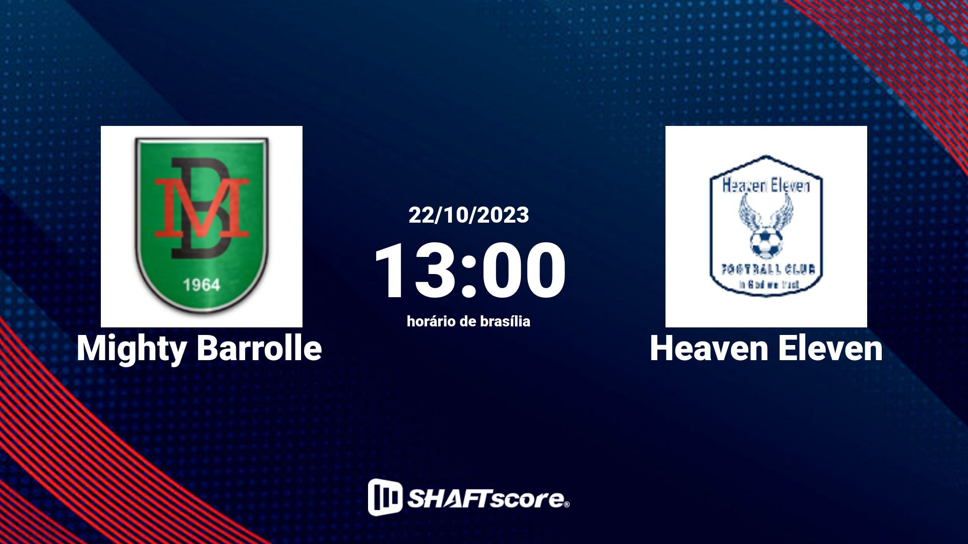 Estatísticas do jogo Mighty Barrolle vs Heaven Eleven 22.10 13:00