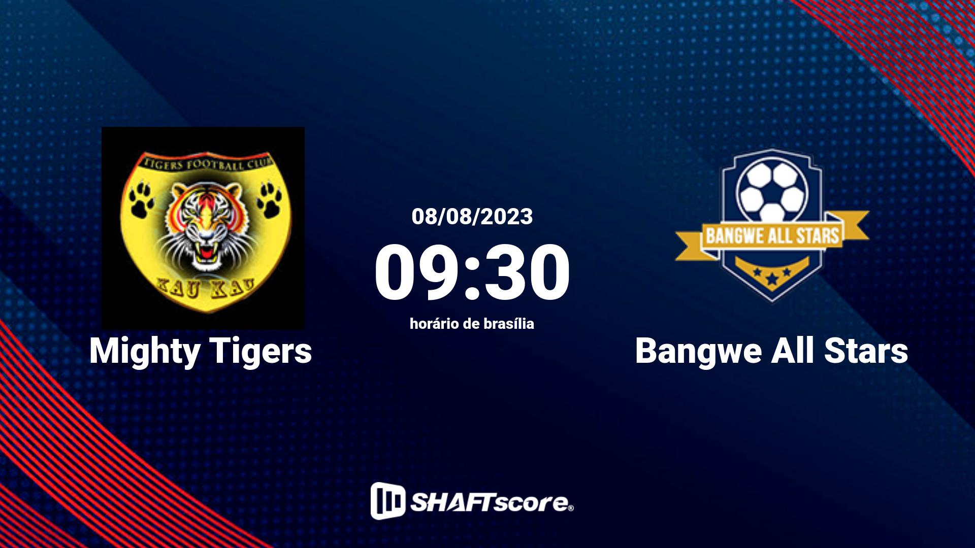 Estatísticas do jogo Mighty Tigers vs Bangwe All Stars 08.08 09:30