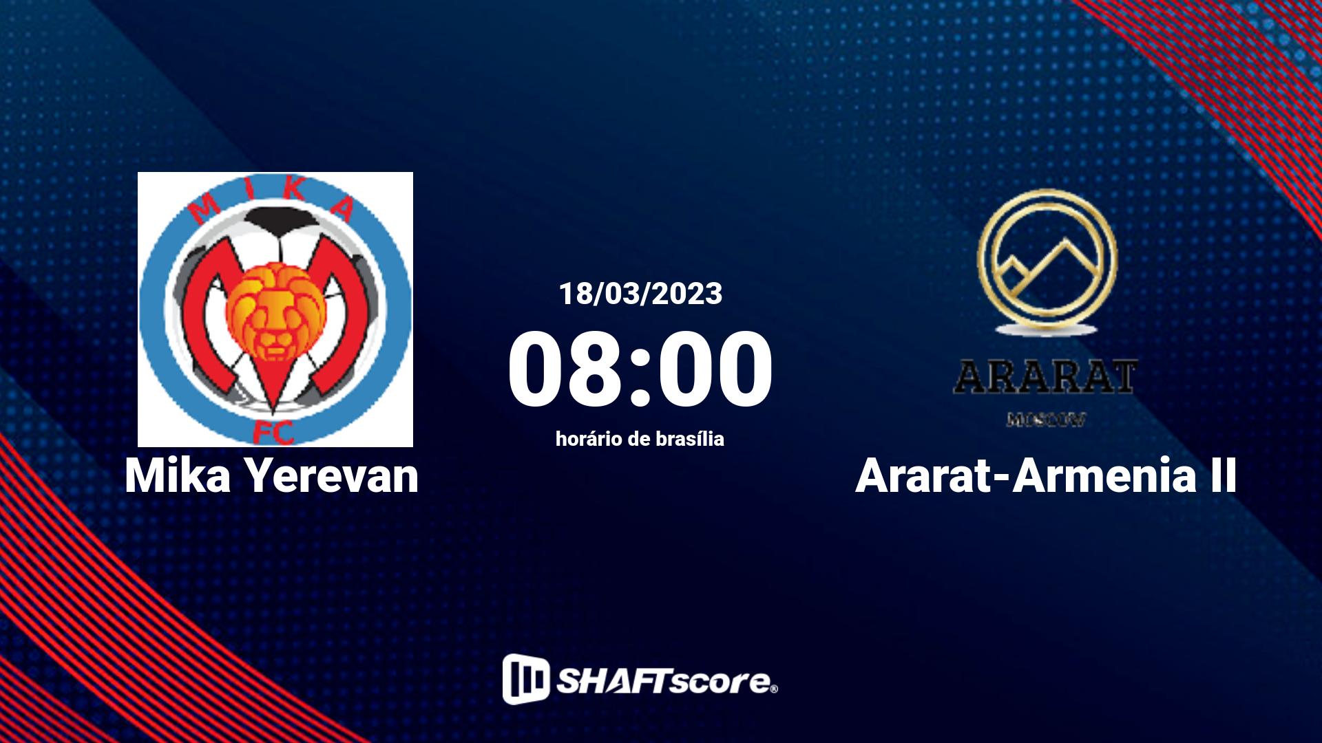 Estatísticas do jogo Mika Yerevan vs Ararat-Armenia II 18.03 08:00