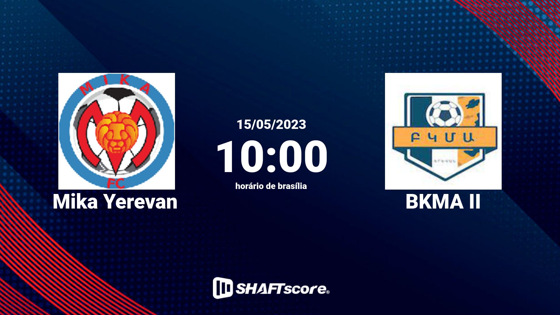 Estatísticas do jogo Mika Yerevan vs BKMA II 15.05 10:00