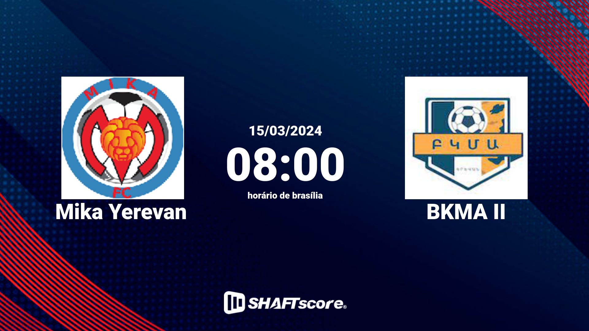 Estatísticas do jogo Mika Yerevan vs BKMA II 15.03 08:00