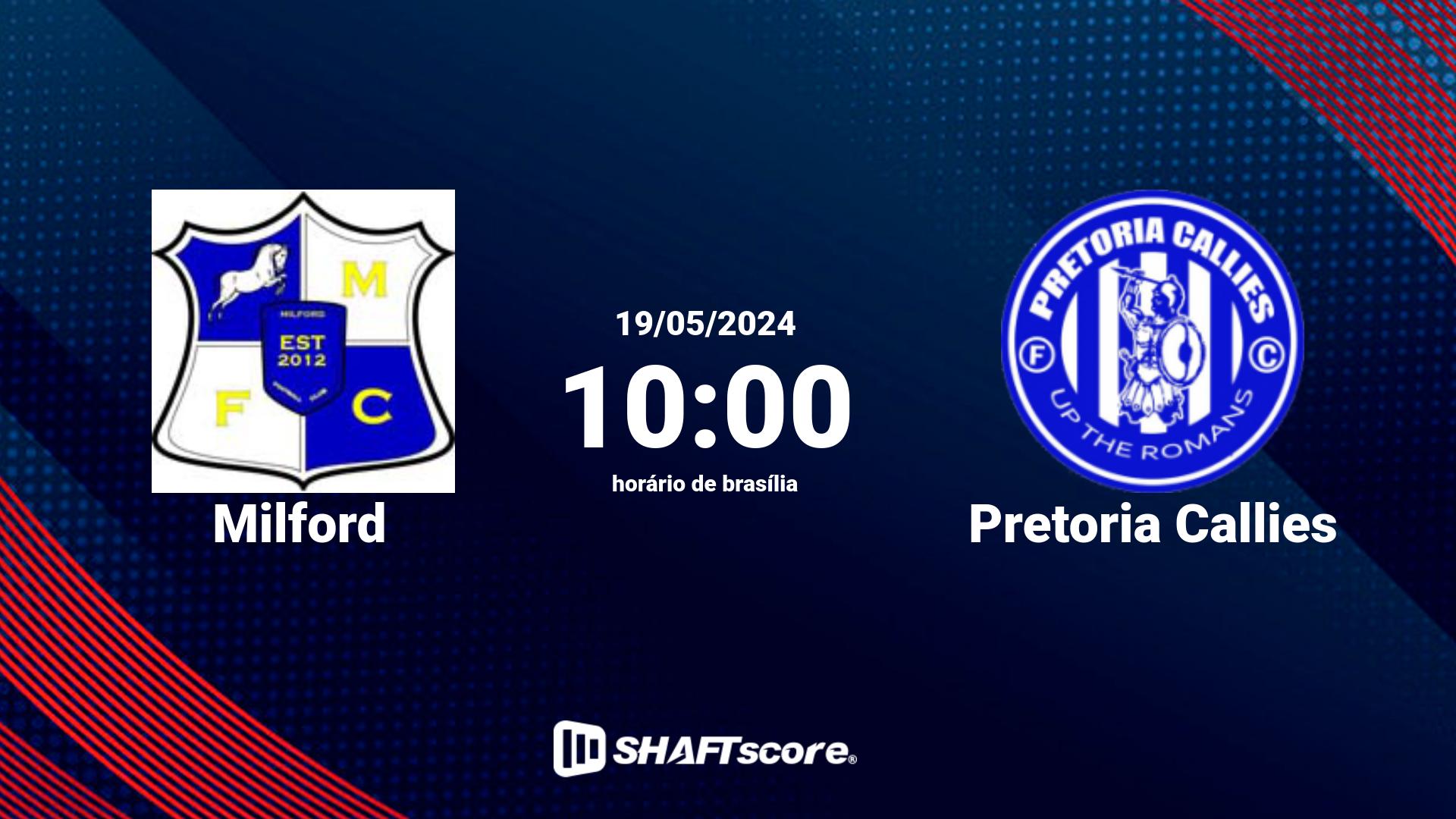 Estatísticas do jogo Milford vs Pretoria Callies 19.05 10:00