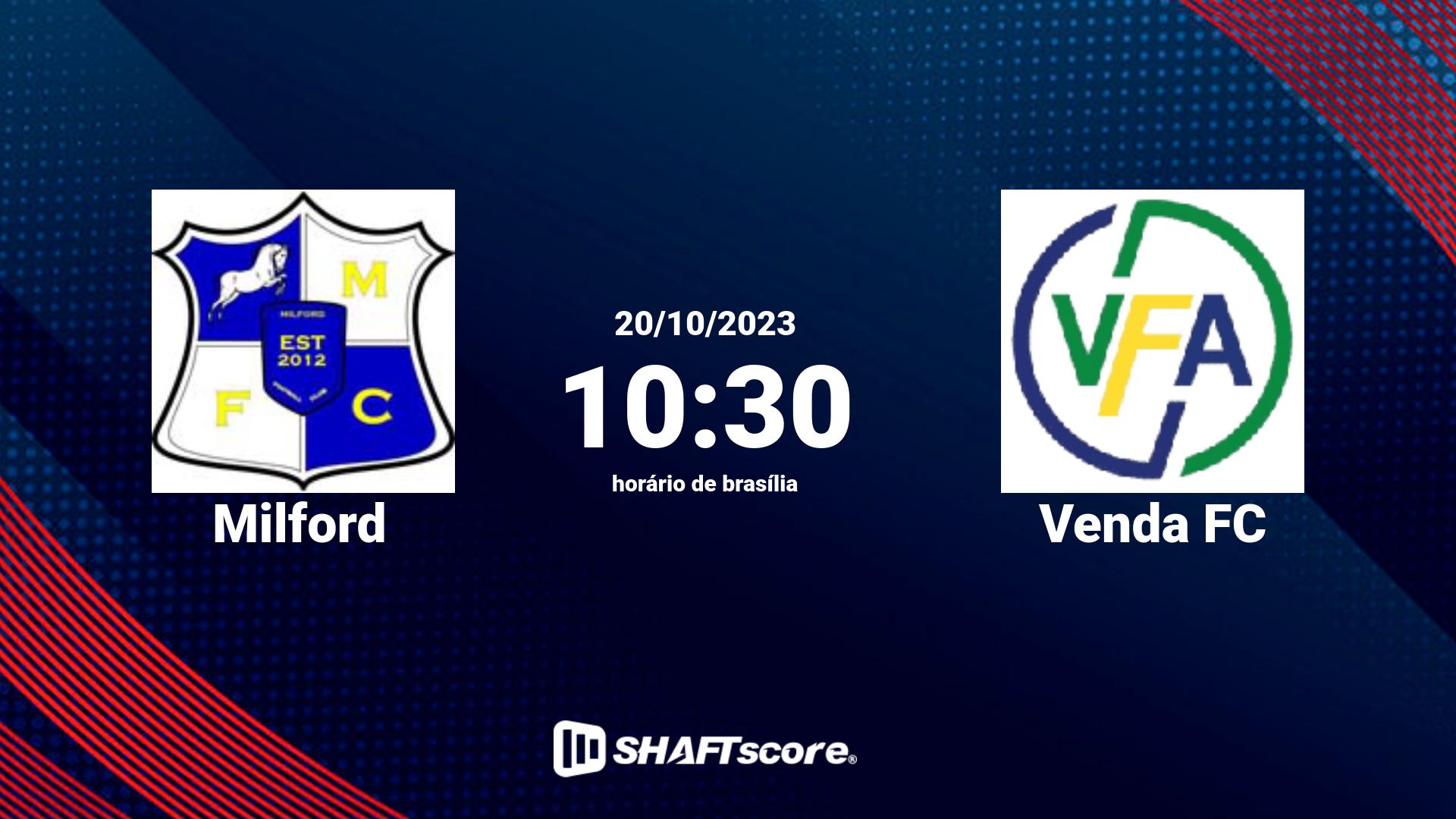 Estatísticas do jogo Milford vs Venda FC 20.10 10:30