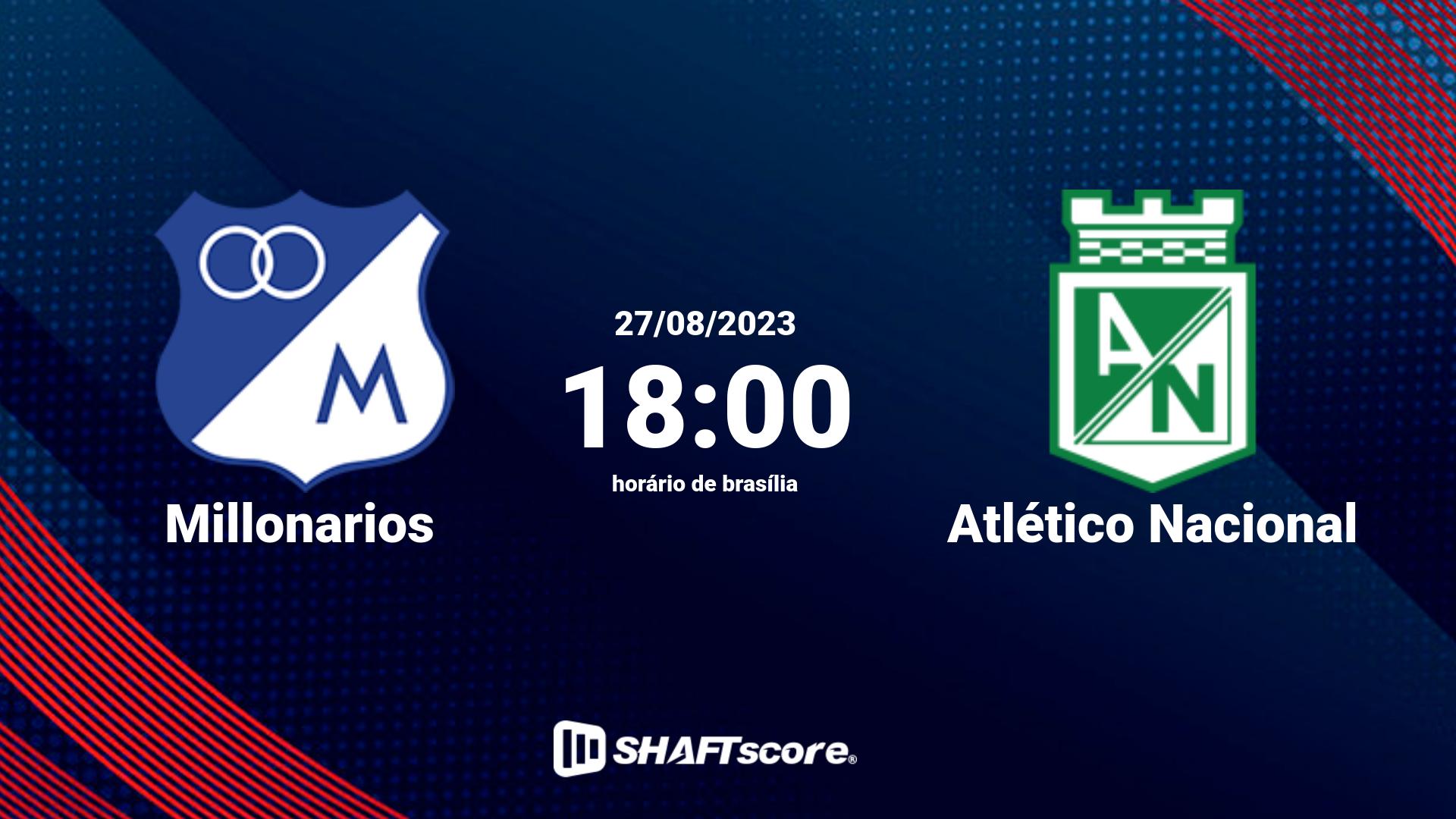 Estatísticas do jogo Millonarios vs Atlético Nacional 27.08 18:00