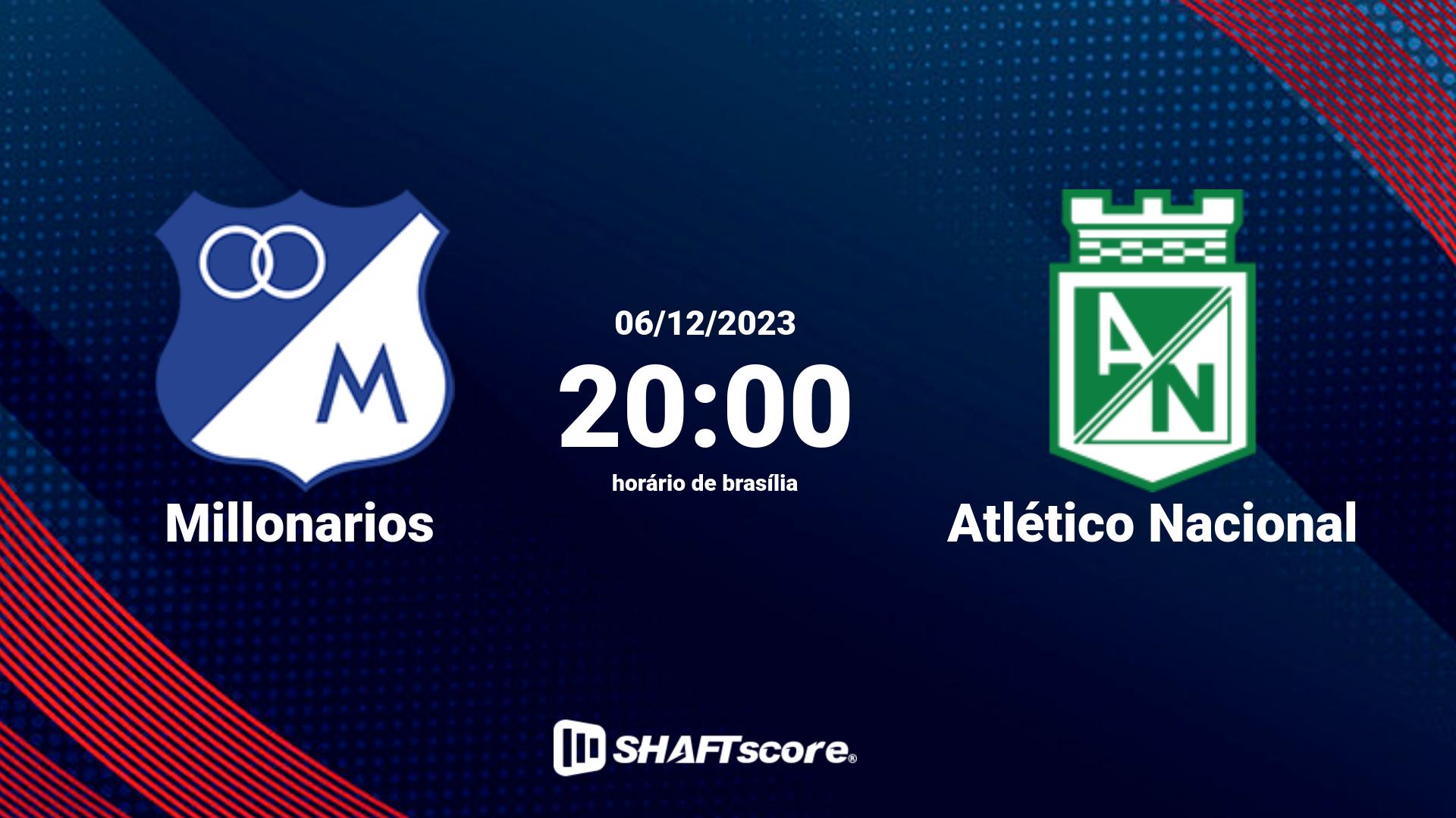 Estatísticas do jogo Millonarios vs Atlético Nacional 06.12 20:00