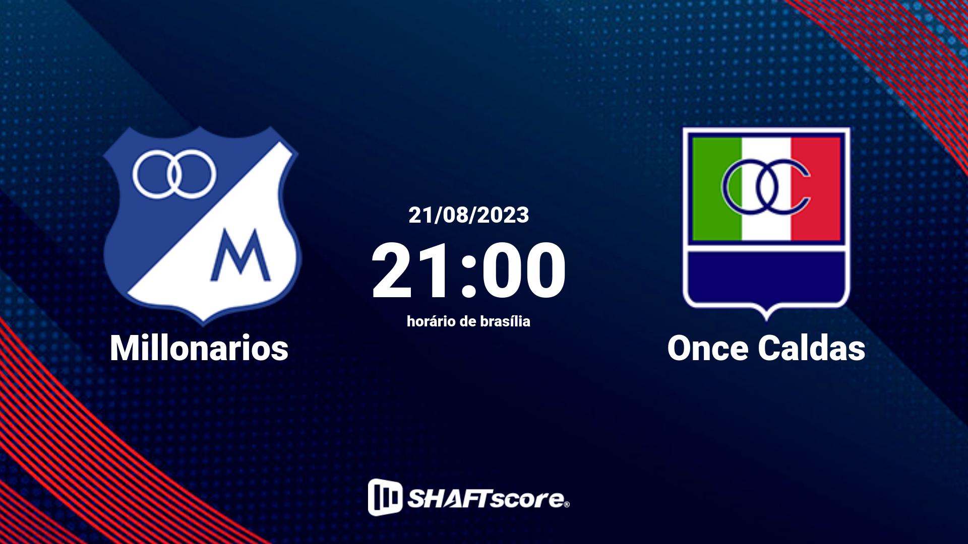 Estatísticas do jogo Millonarios vs Once Caldas 21.08 21:00