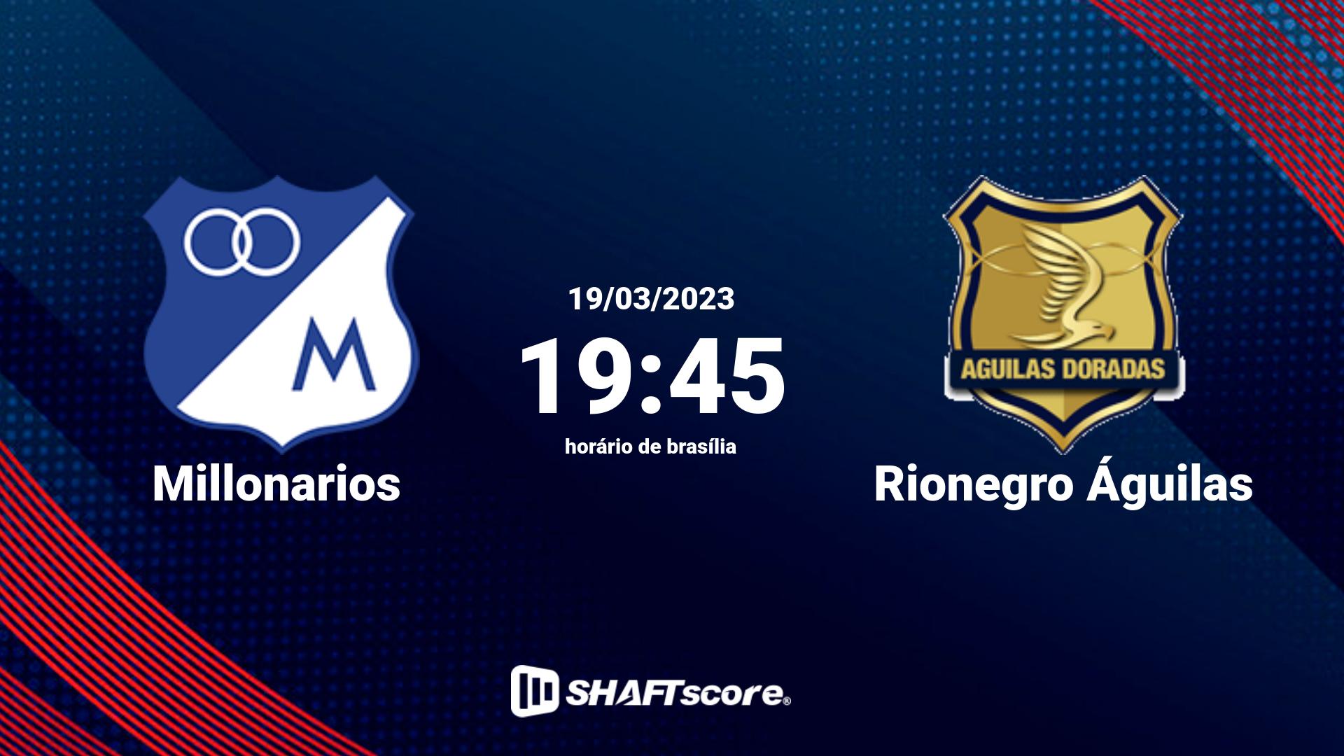 Estatísticas do jogo Millonarios vs Rionegro Águilas 19.03 19:45