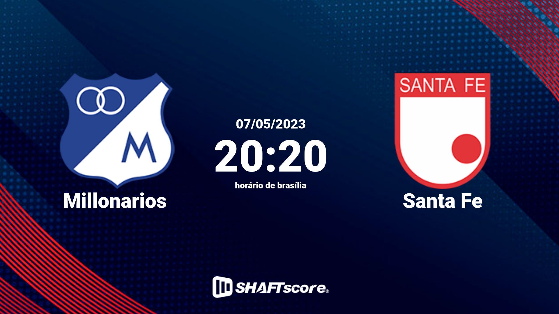 Estatísticas do jogo Millonarios vs Santa Fe 07.05 20:20