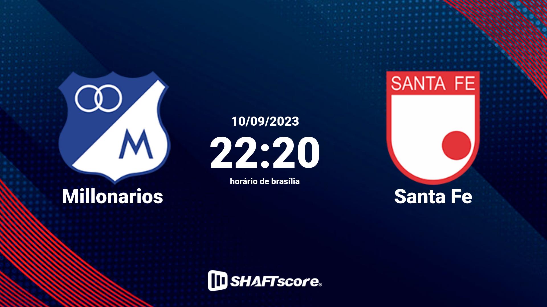 Estatísticas do jogo Millonarios vs Santa Fe 10.09 22:20