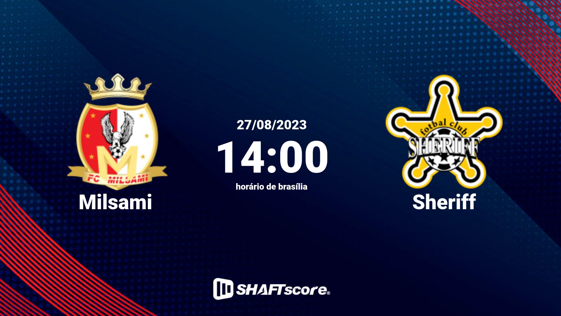 Estatísticas do jogo Milsami vs Sheriff 27.08 14:00