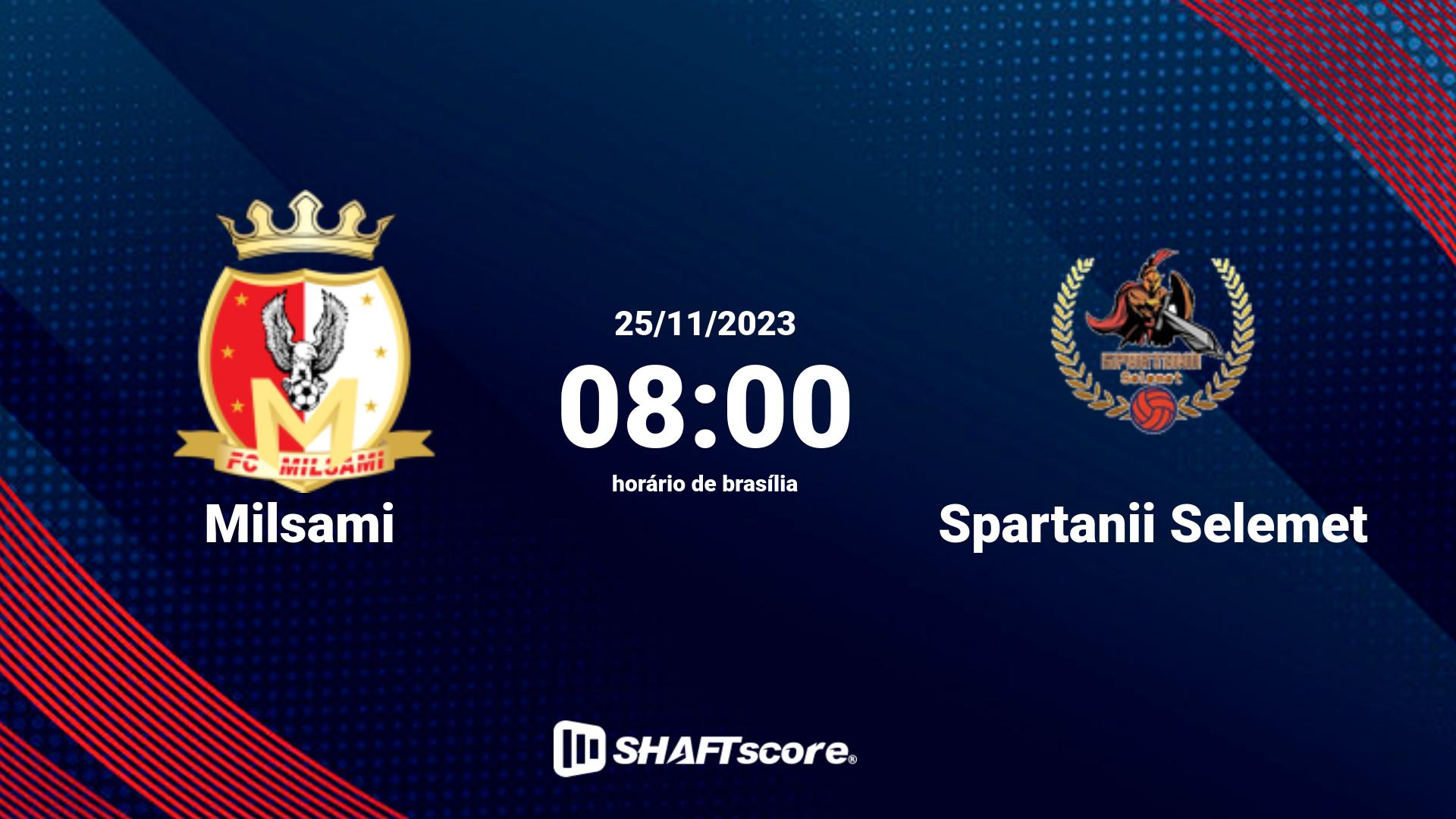 Estatísticas do jogo Milsami vs Spartanii Selemet 25.11 08:00