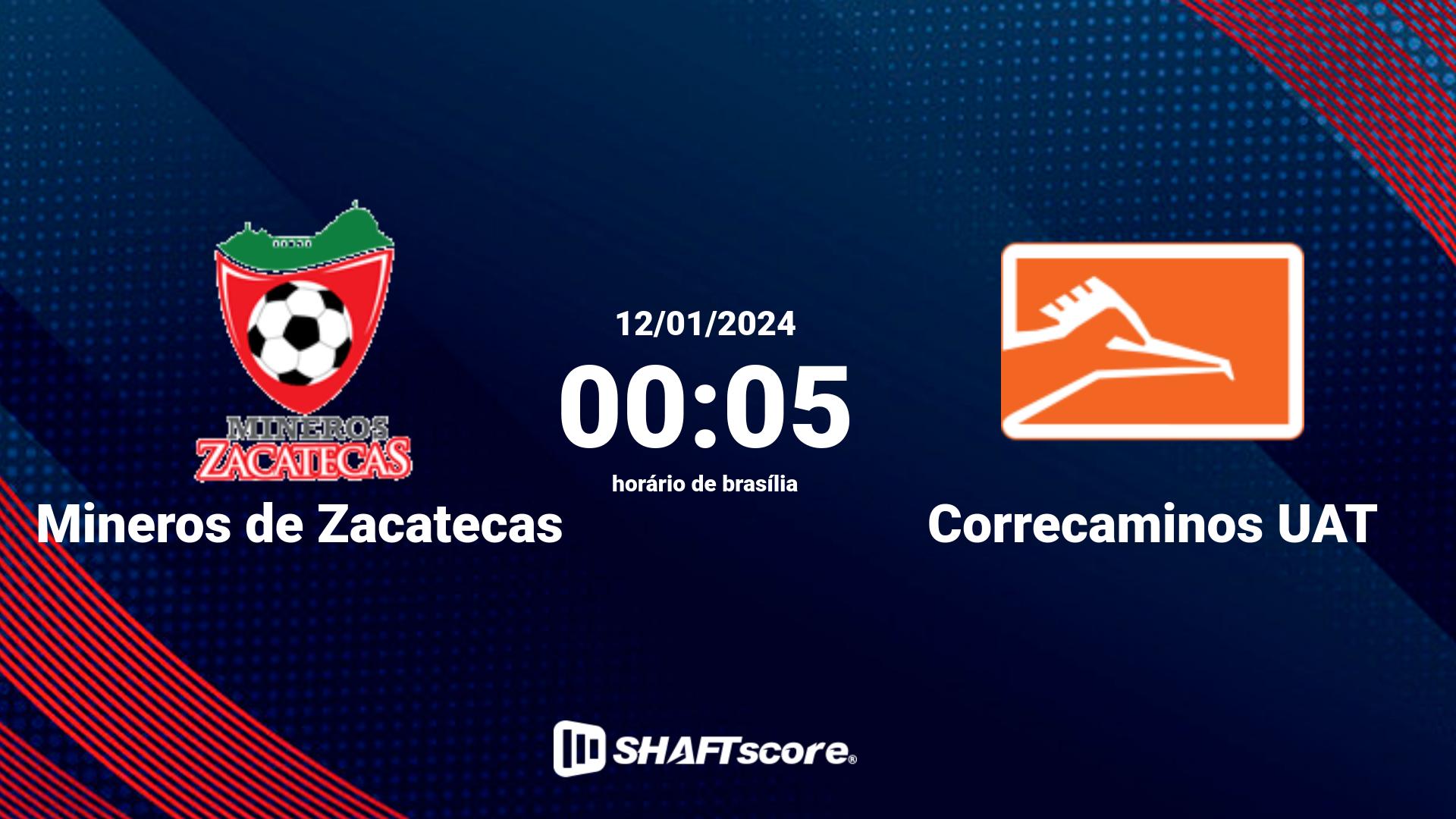 Estatísticas do jogo Mineros de Zacatecas vs Correcaminos UAT 12.01 00:05