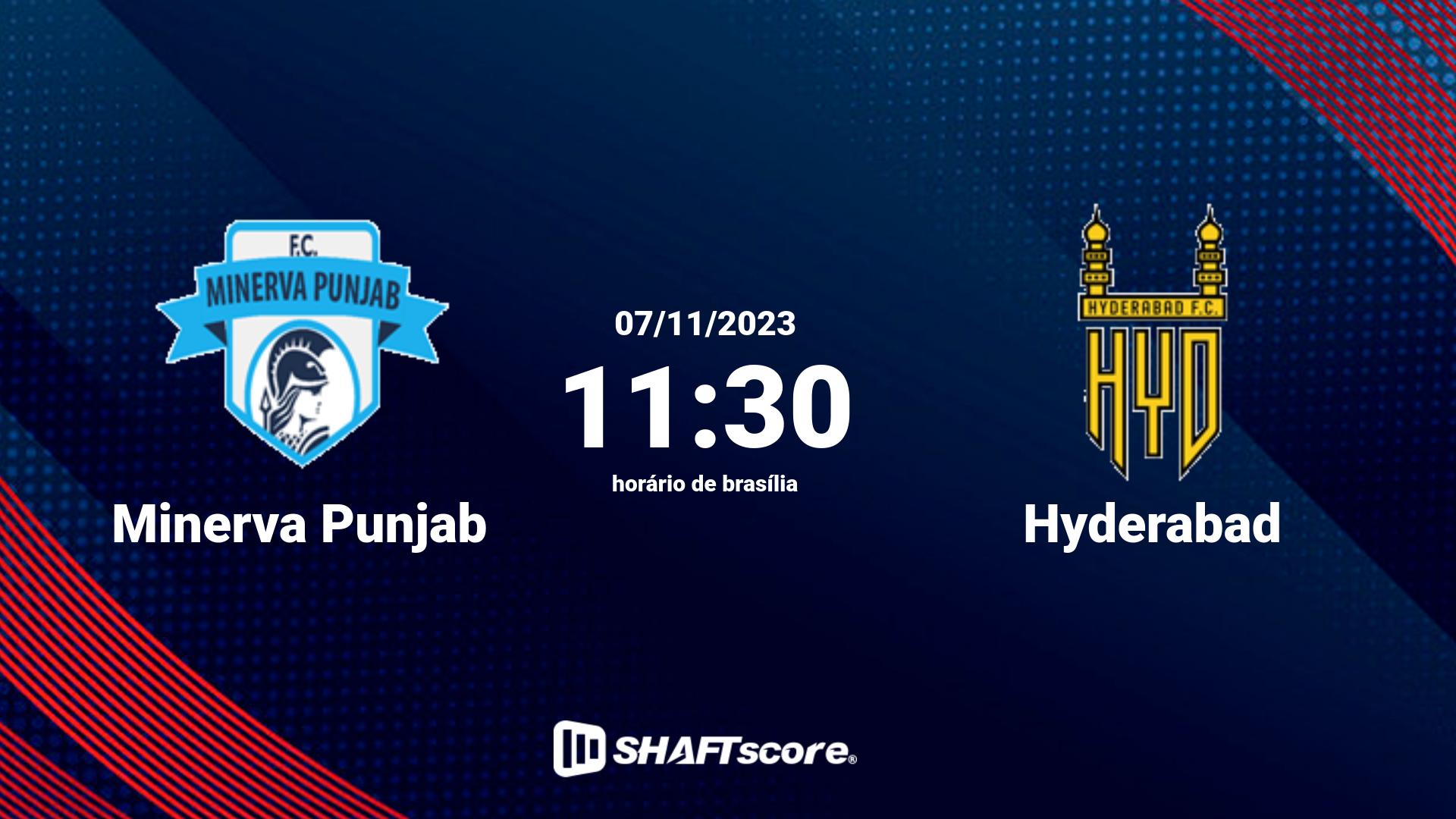 Estatísticas do jogo Minerva Punjab vs Hyderabad 07.11 11:30