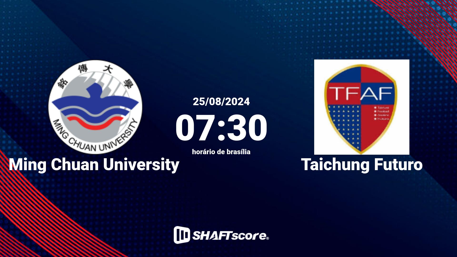 Estatísticas do jogo Ming Chuan University vs Taichung Futuro 25.08 07:30