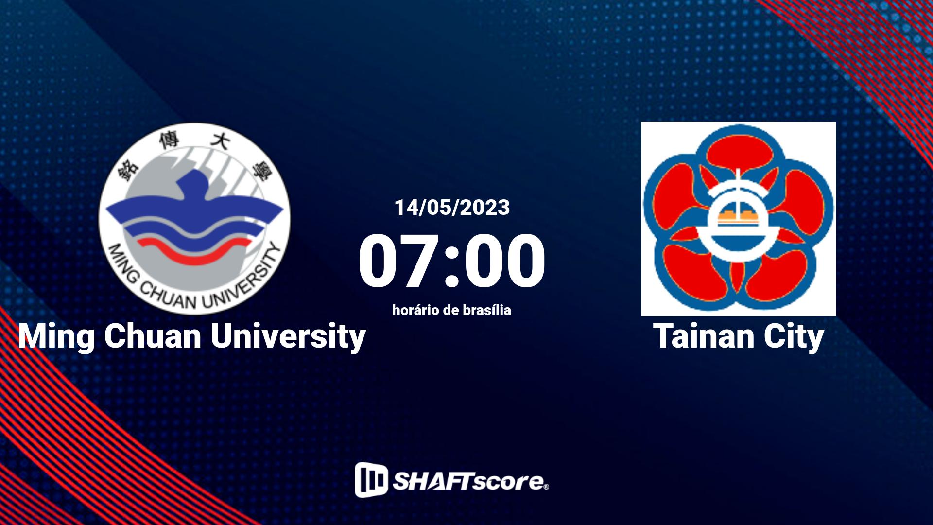 Estatísticas do jogo Ming Chuan University vs Tainan City 14.05 07:00