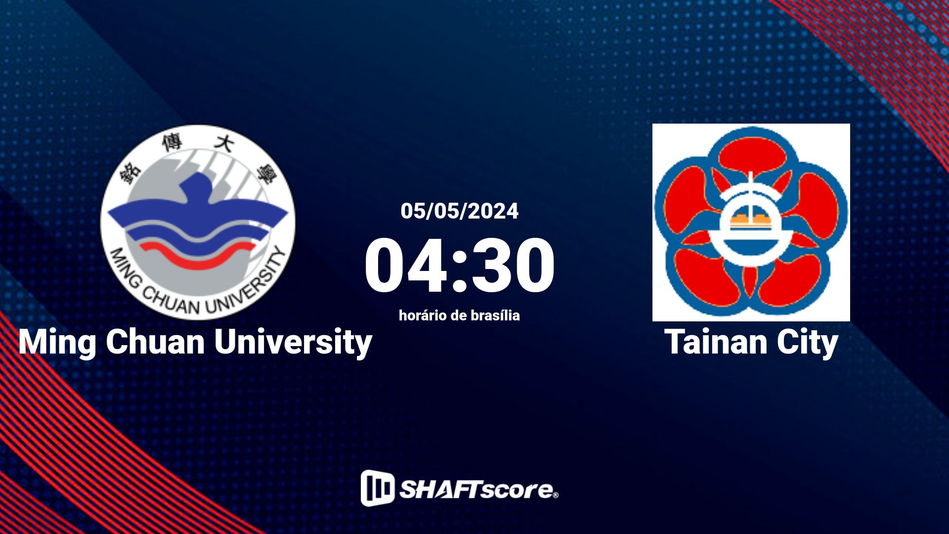 Estatísticas do jogo Ming Chuan University vs Tainan City 05.05 04:30