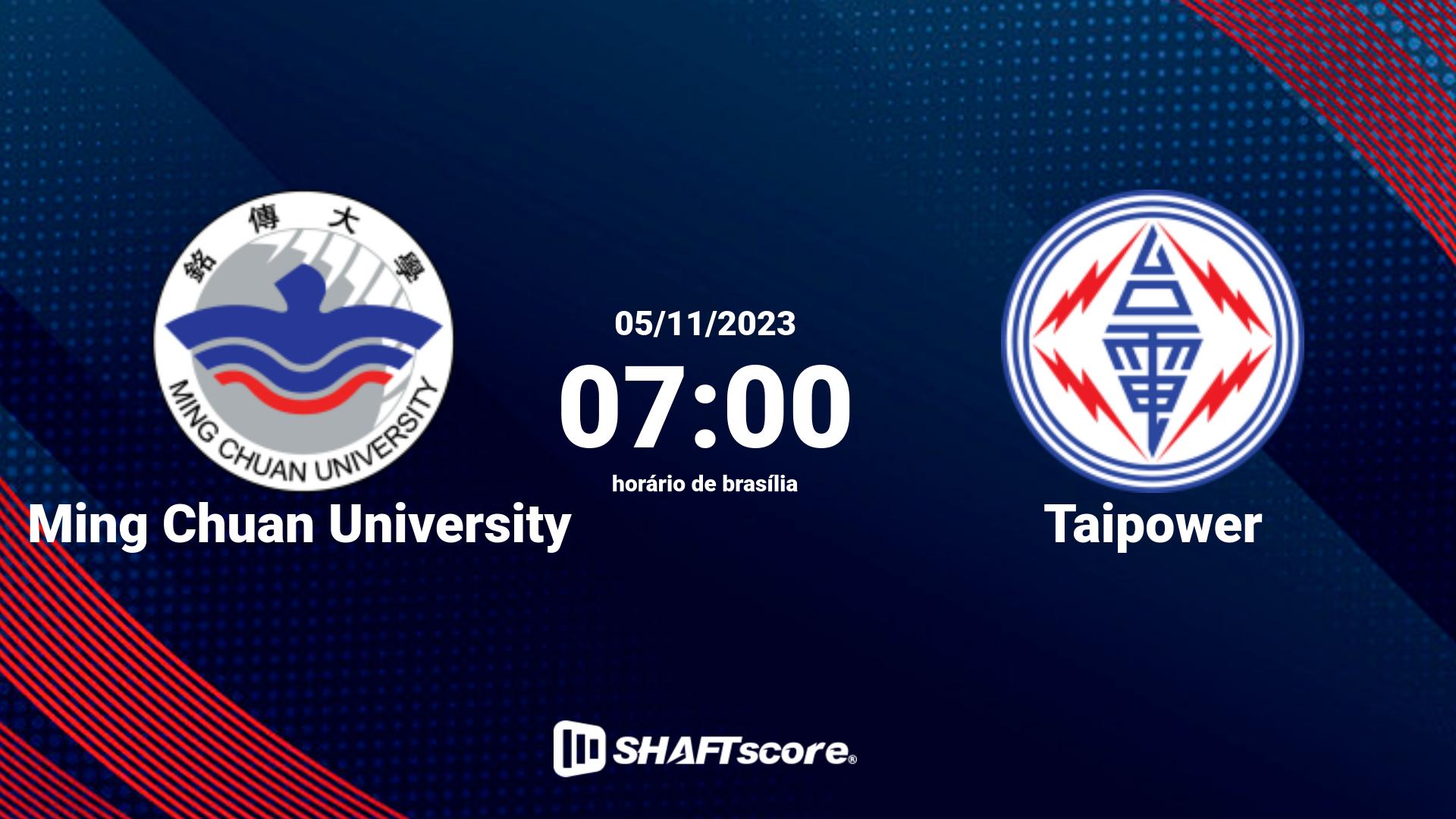 Estatísticas do jogo Ming Chuan University vs Taipower 05.11 07:00