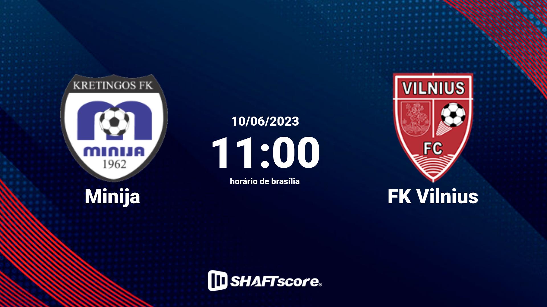 Estatísticas do jogo Minija vs FK Vilnius 10.06 11:00