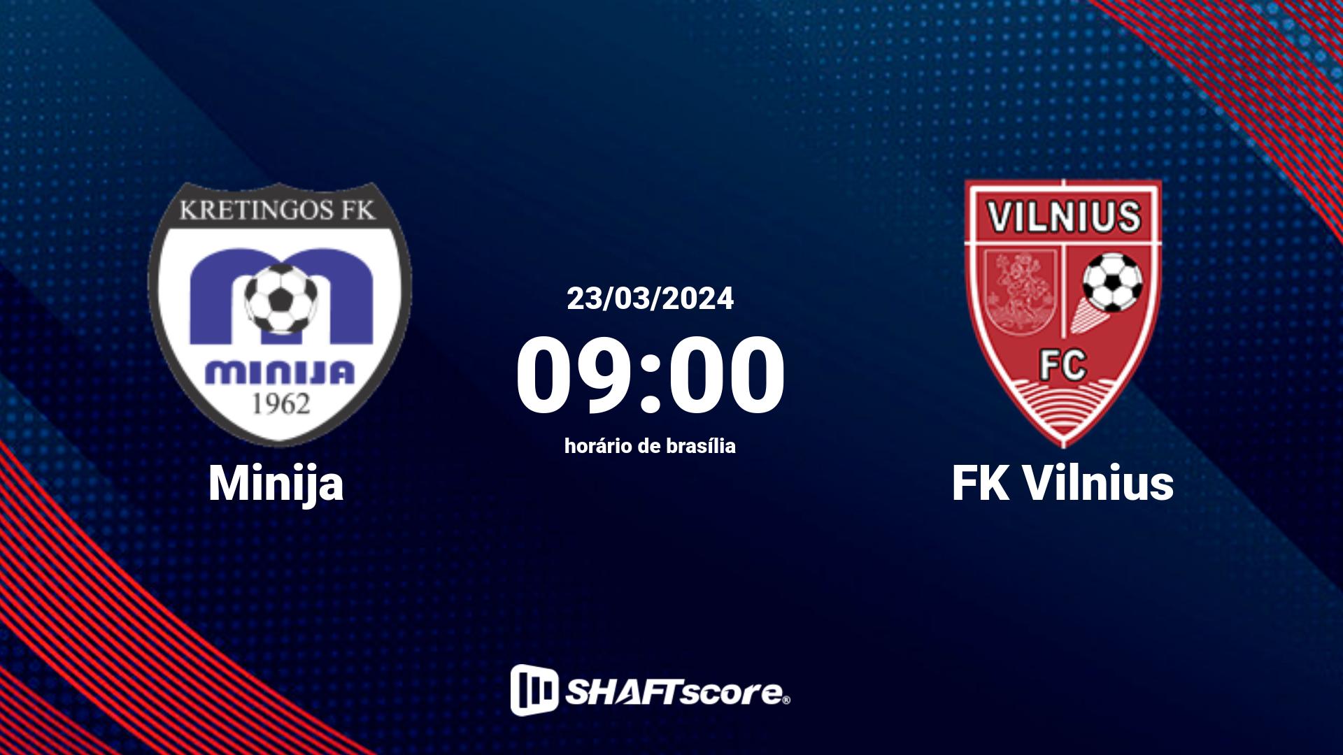 Estatísticas do jogo Minija vs FK Vilnius 23.03 09:00