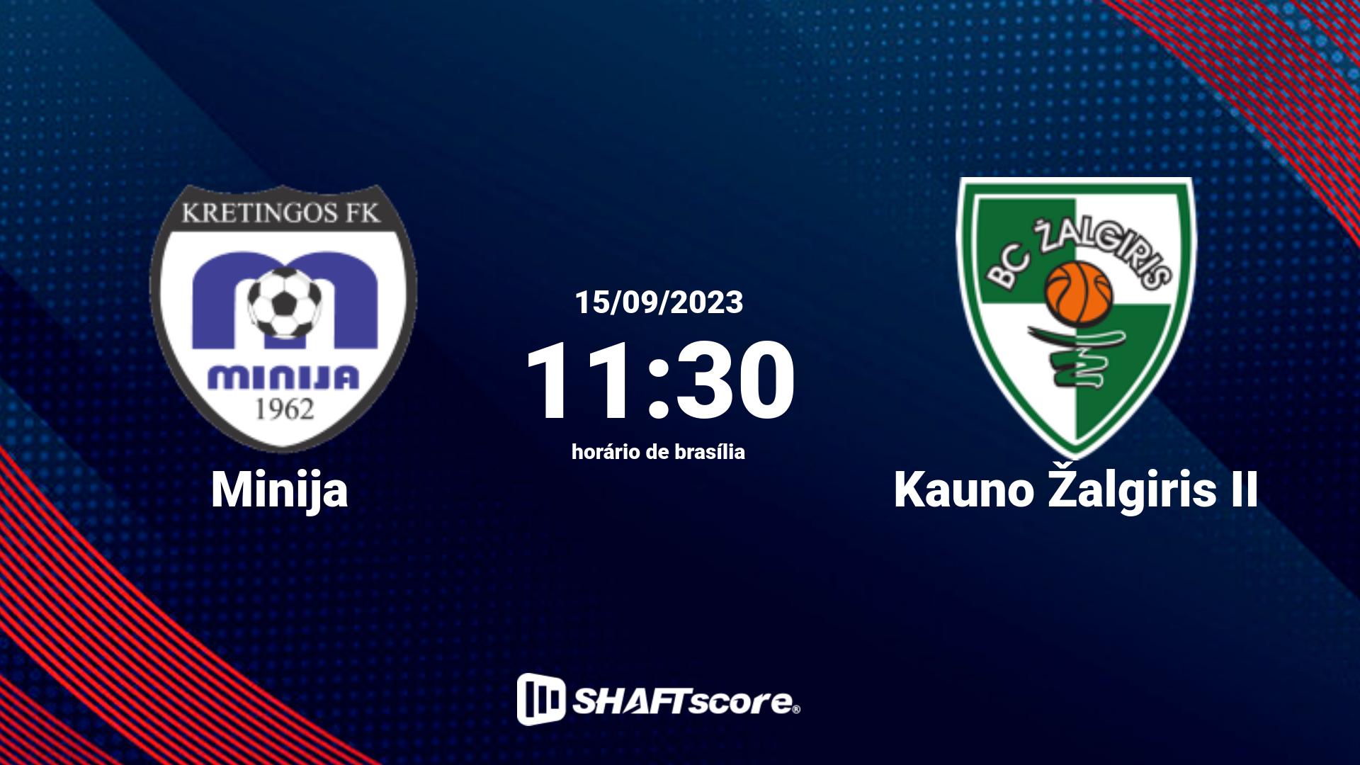 Estatísticas do jogo Minija vs Kauno Žalgiris II 15.09 11:30