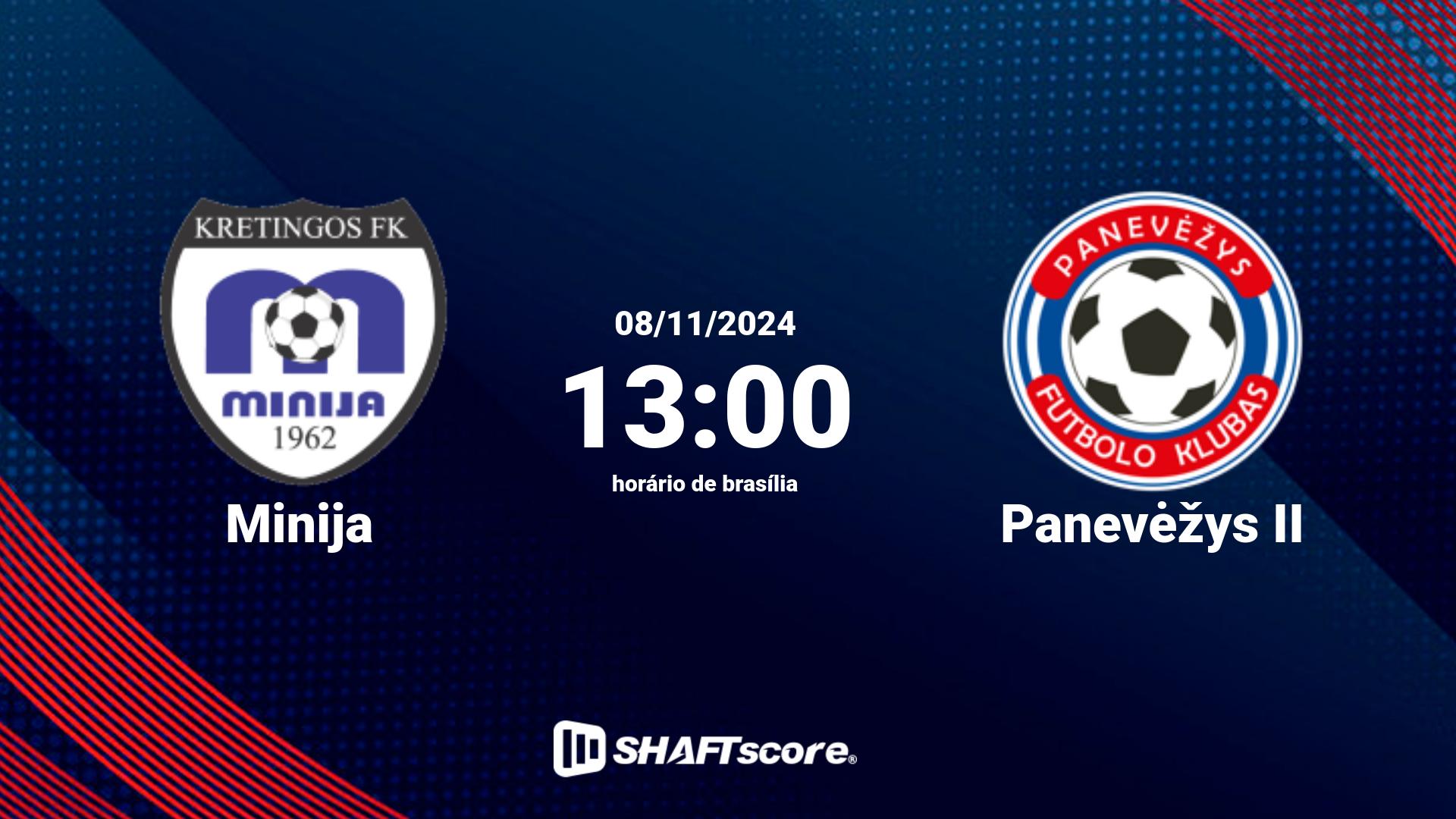 Estatísticas do jogo Minija vs Panevėžys II 08.11 13:00