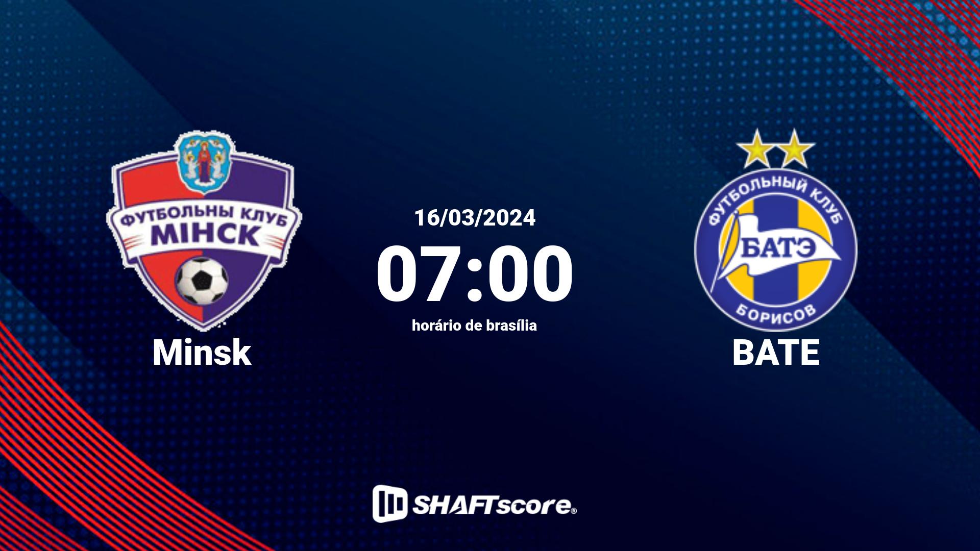 Estatísticas do jogo Minsk vs BATE 16.03 07:00