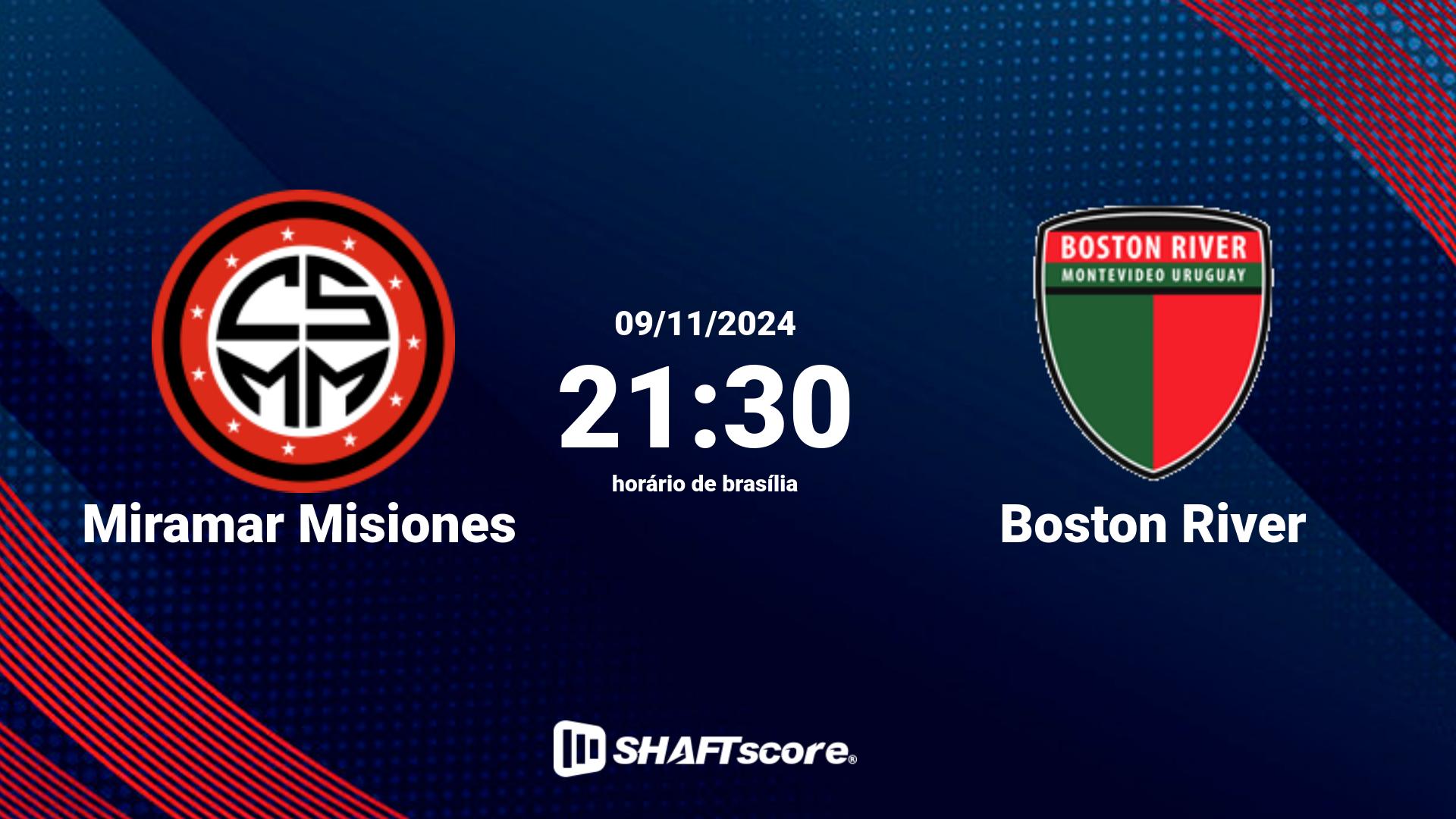 Estatísticas do jogo Miramar Misiones vs Boston River 09.11 21:30