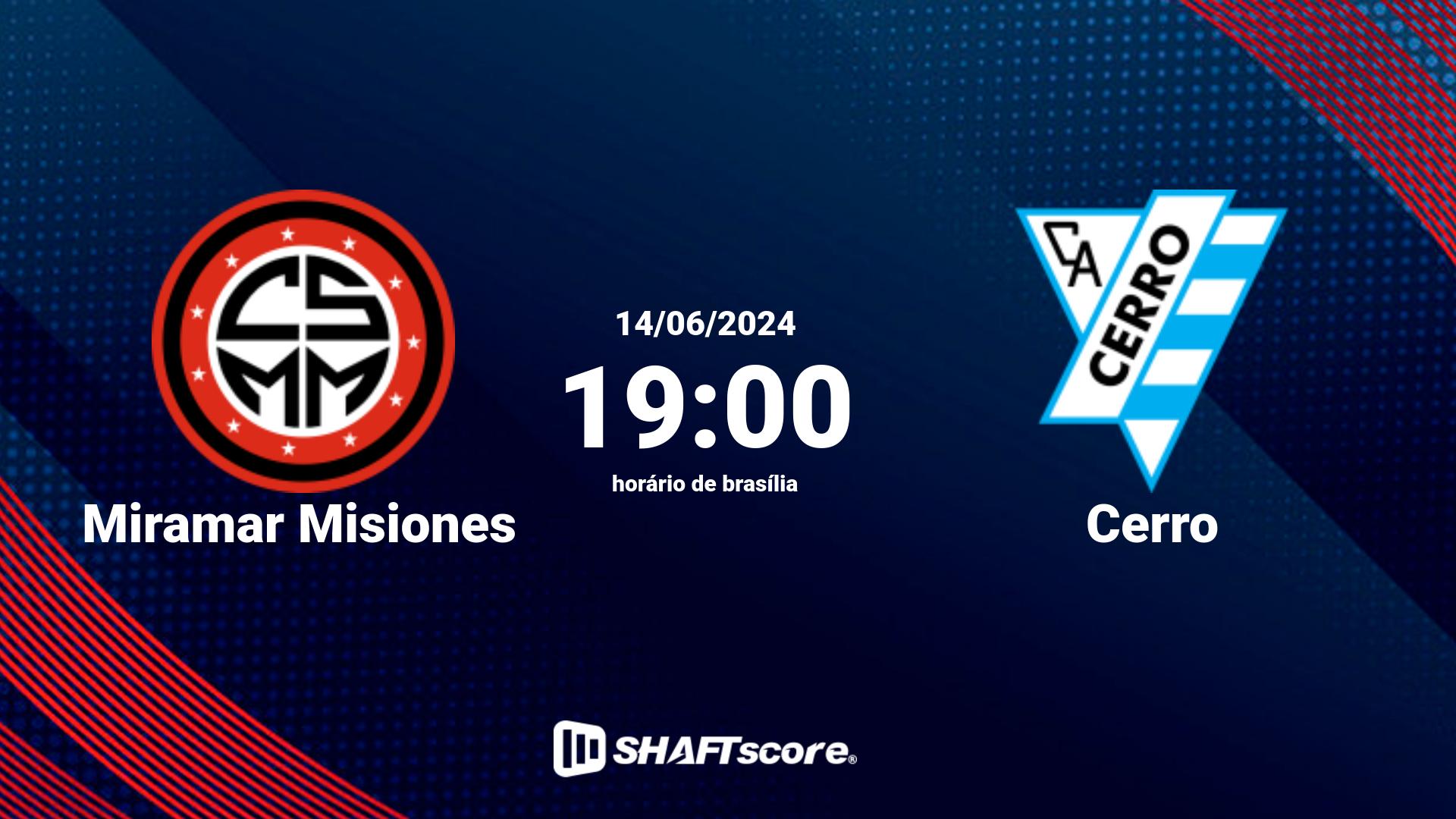 Estatísticas do jogo Miramar Misiones vs Cerro 14.06 19:00
