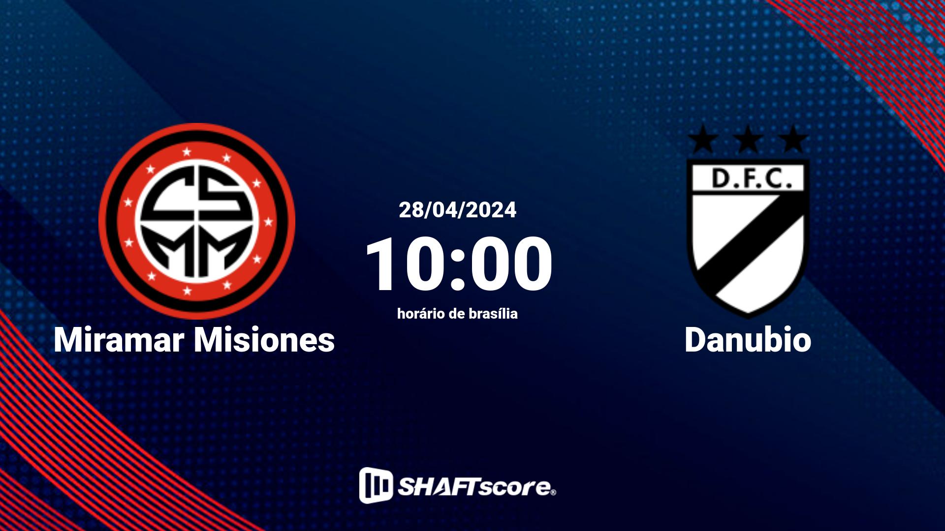 Estatísticas do jogo Miramar Misiones vs Danubio 28.04 10:00