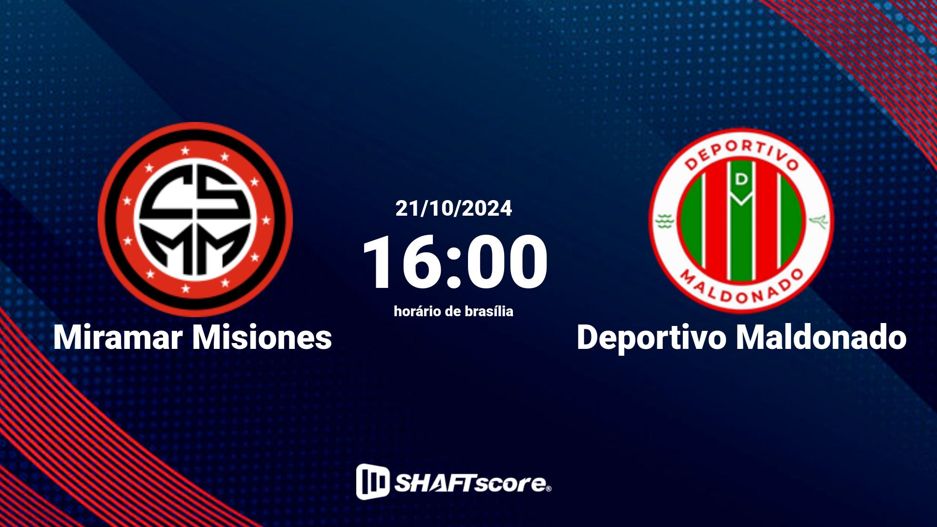 Estatísticas do jogo Miramar Misiones vs Deportivo Maldonado 21.10 16:00