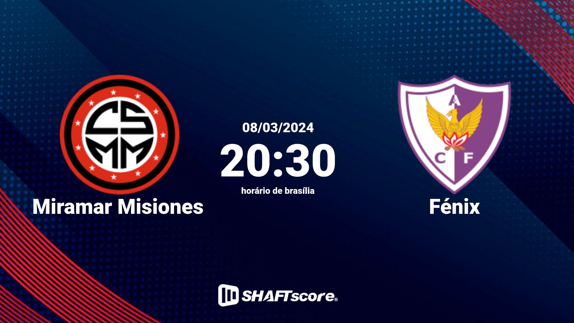 Estatísticas do jogo Miramar Misiones vs Fénix 08.03 20:30