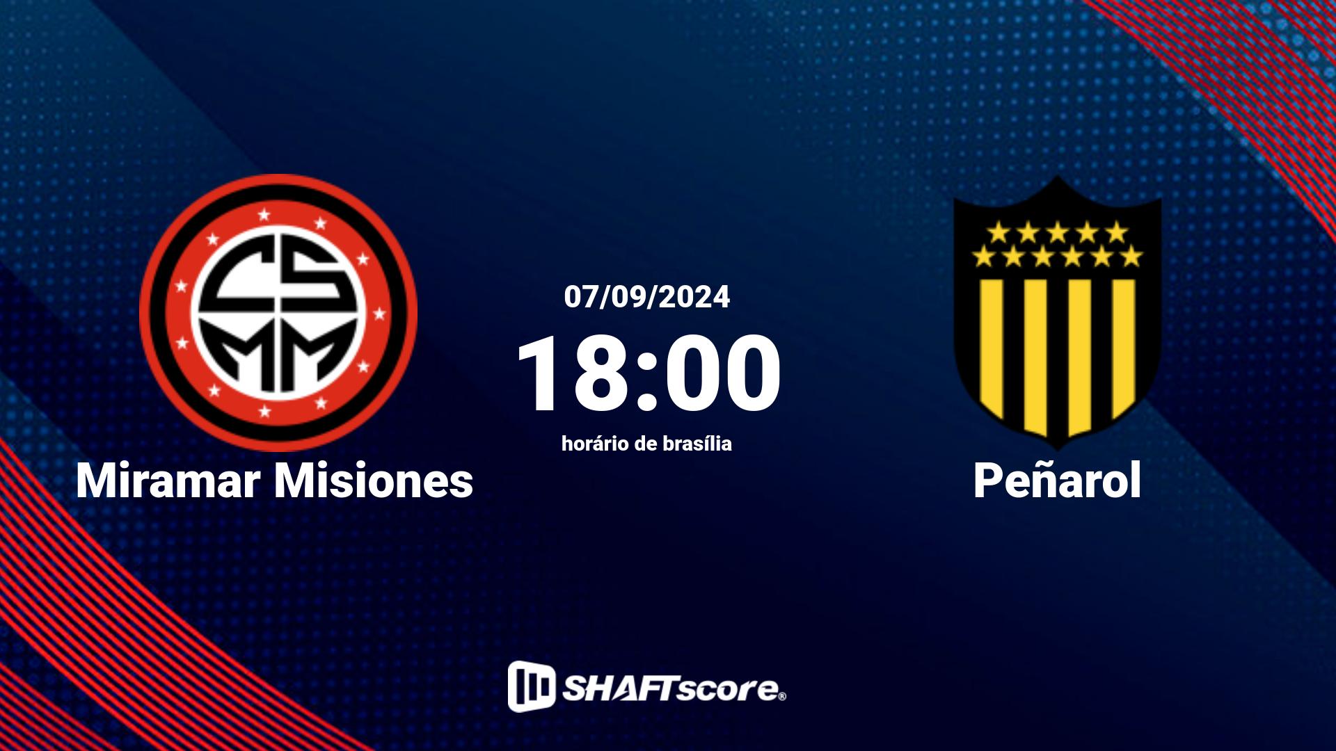 Estatísticas do jogo Miramar Misiones vs Peñarol 07.09 18:00