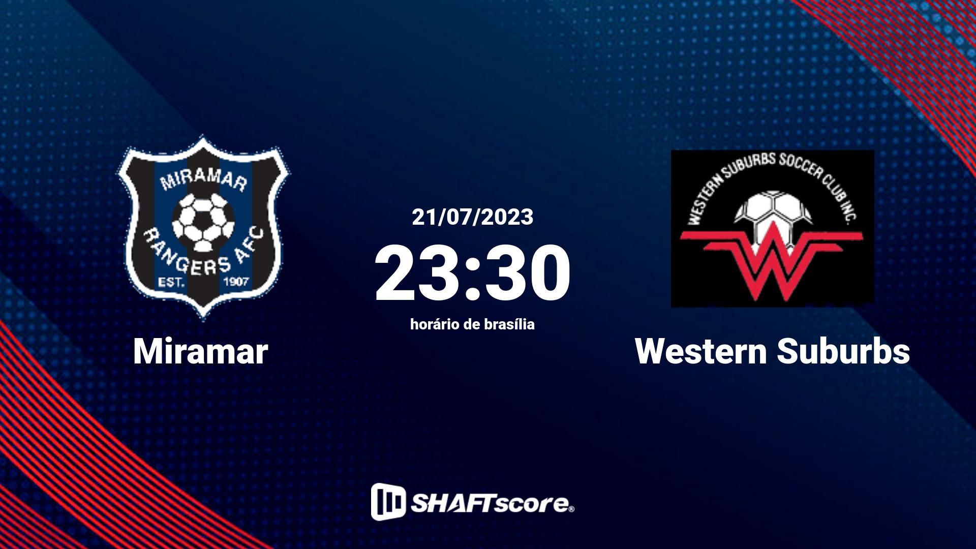 Estatísticas do jogo Miramar vs Western Suburbs 21.07 23:30