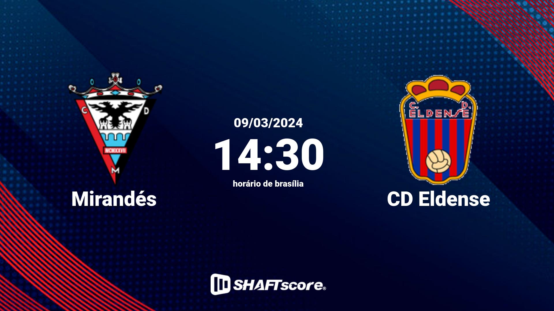 Estatísticas do jogo Mirandés vs CD Eldense 09.03 14:30