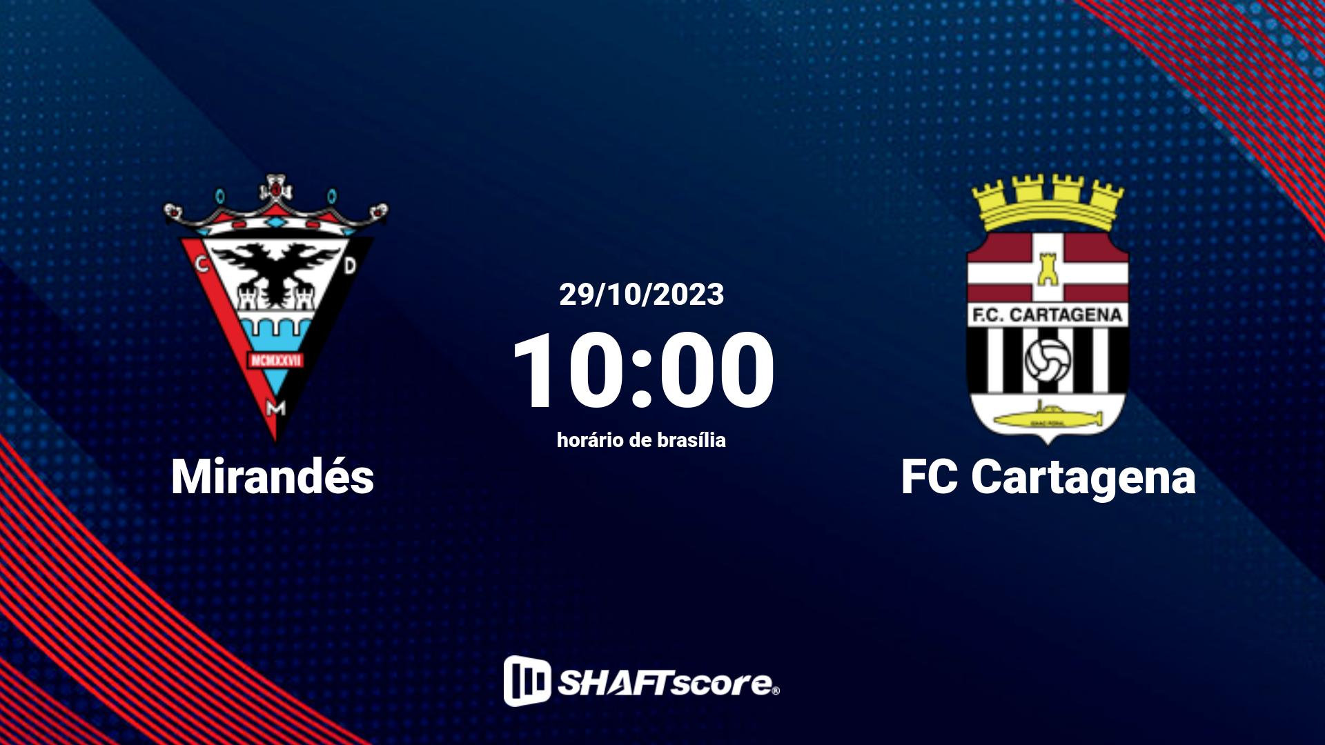 Estatísticas do jogo Mirandés vs FC Cartagena 29.10 10:00