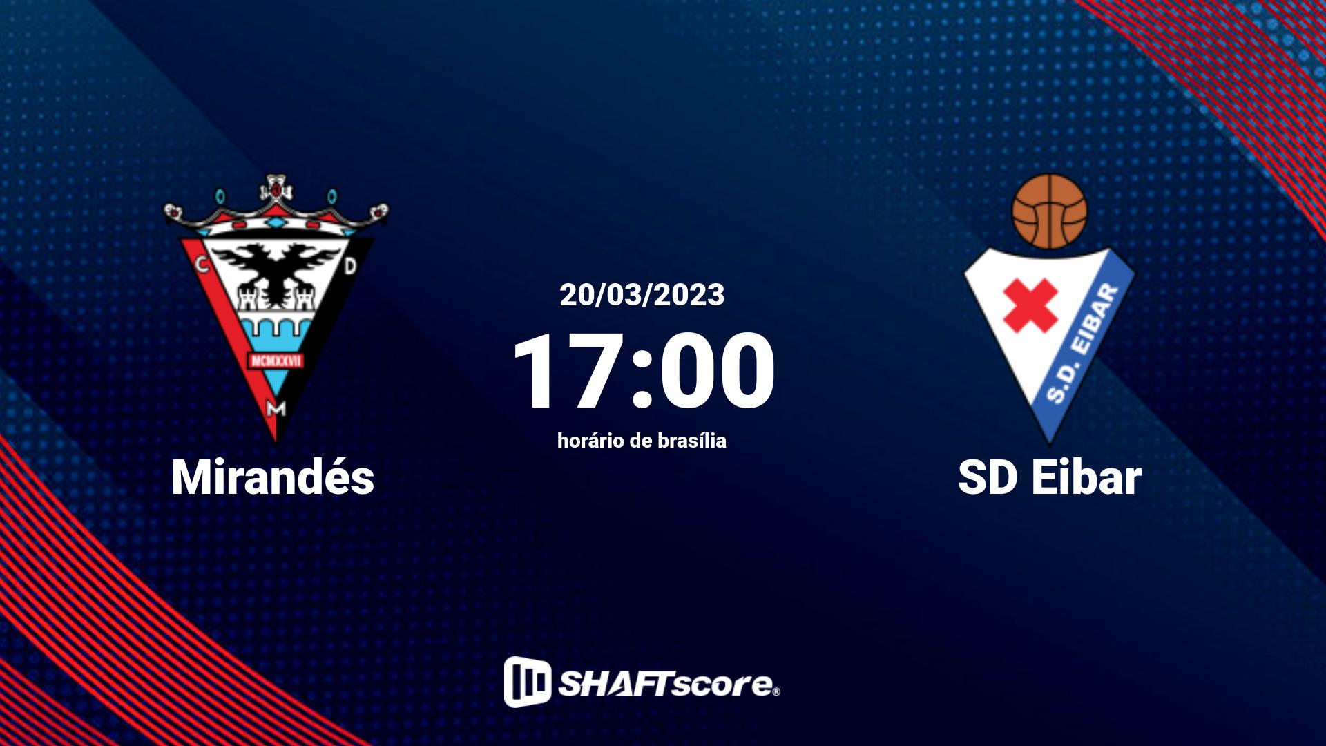 Estatísticas do jogo Mirandés vs SD Eibar 20.03 17:00