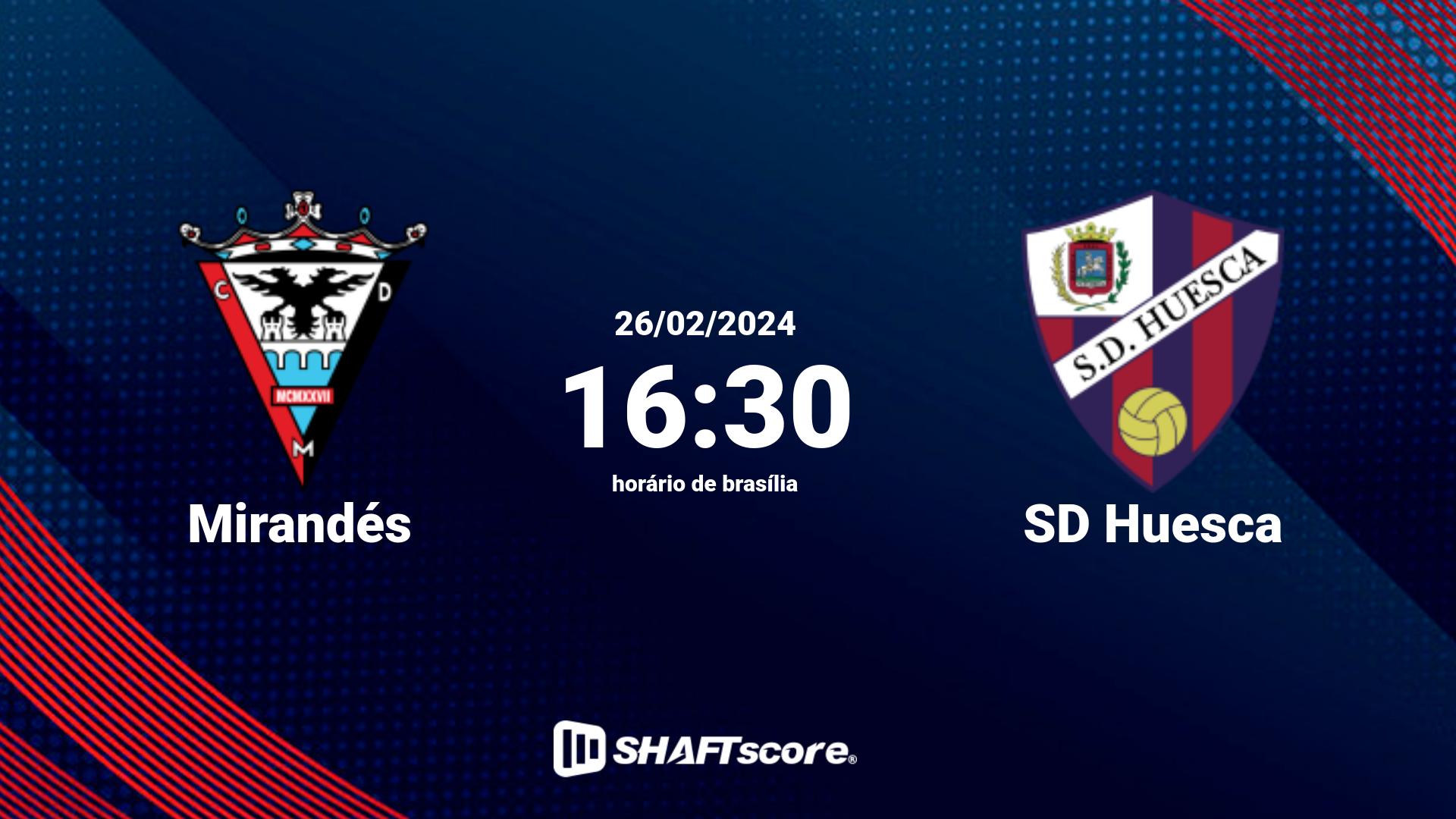 Estatísticas do jogo Mirandés vs SD Huesca 26.02 16:30