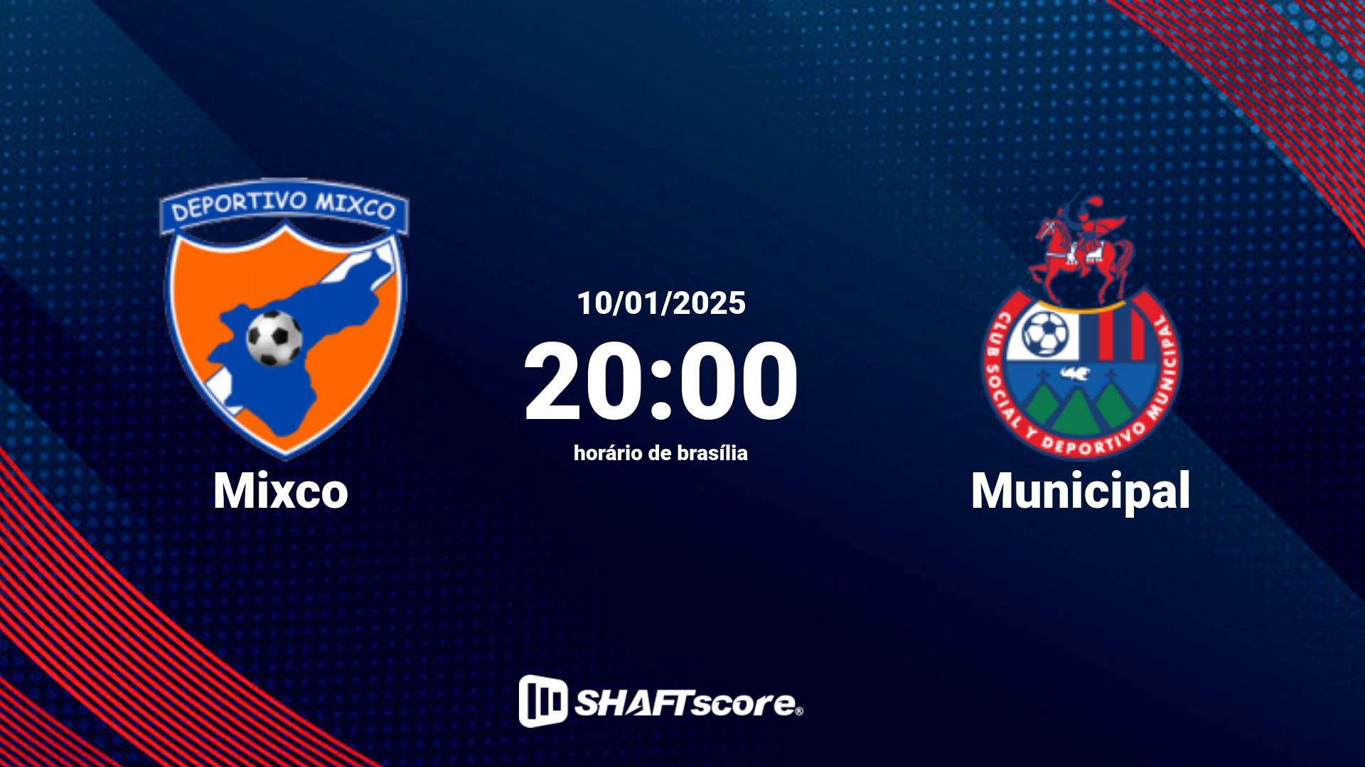 Estatísticas do jogo Mixco vs Municipal 10.01 20:00