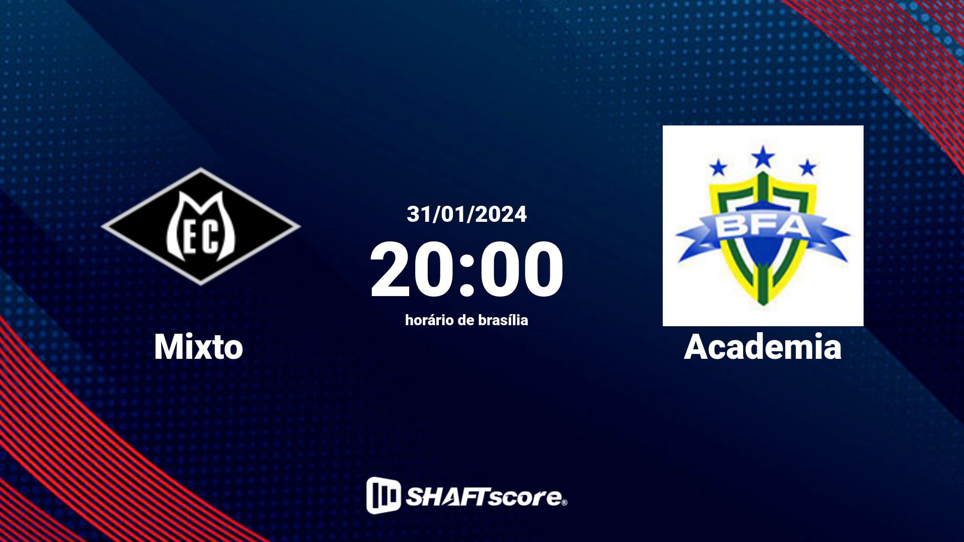 Estatísticas do jogo Mixto vs Academia 31.01 20:00