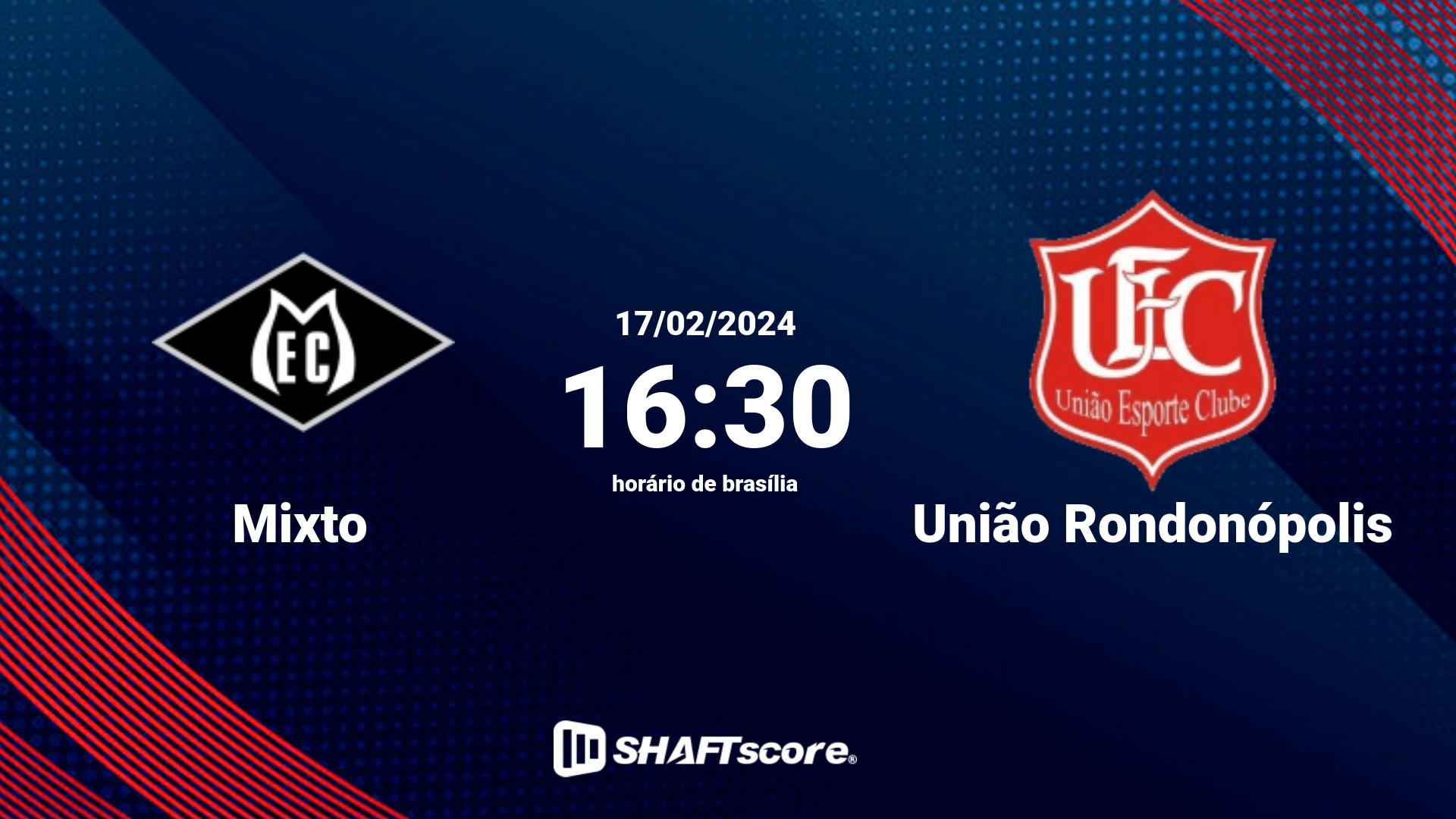 Estatísticas do jogo Mixto vs União Rondonópolis 17.02 16:30