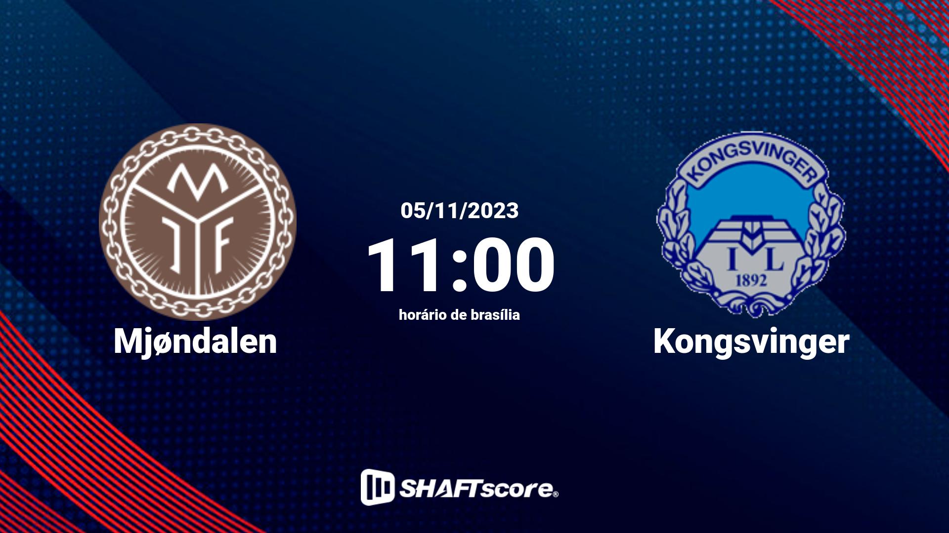 Estatísticas do jogo Mjøndalen vs Kongsvinger 05.11 11:00