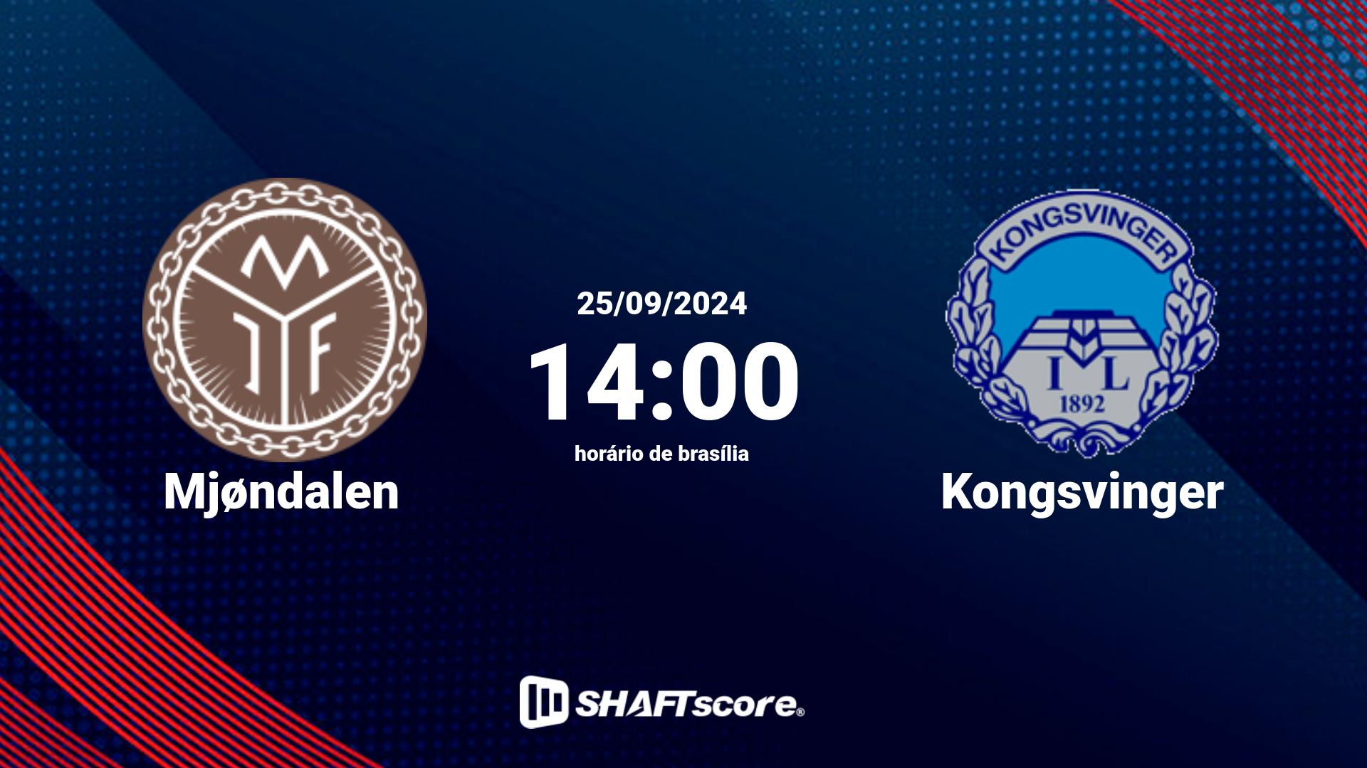 Estatísticas do jogo Mjøndalen vs Kongsvinger 25.09 14:00