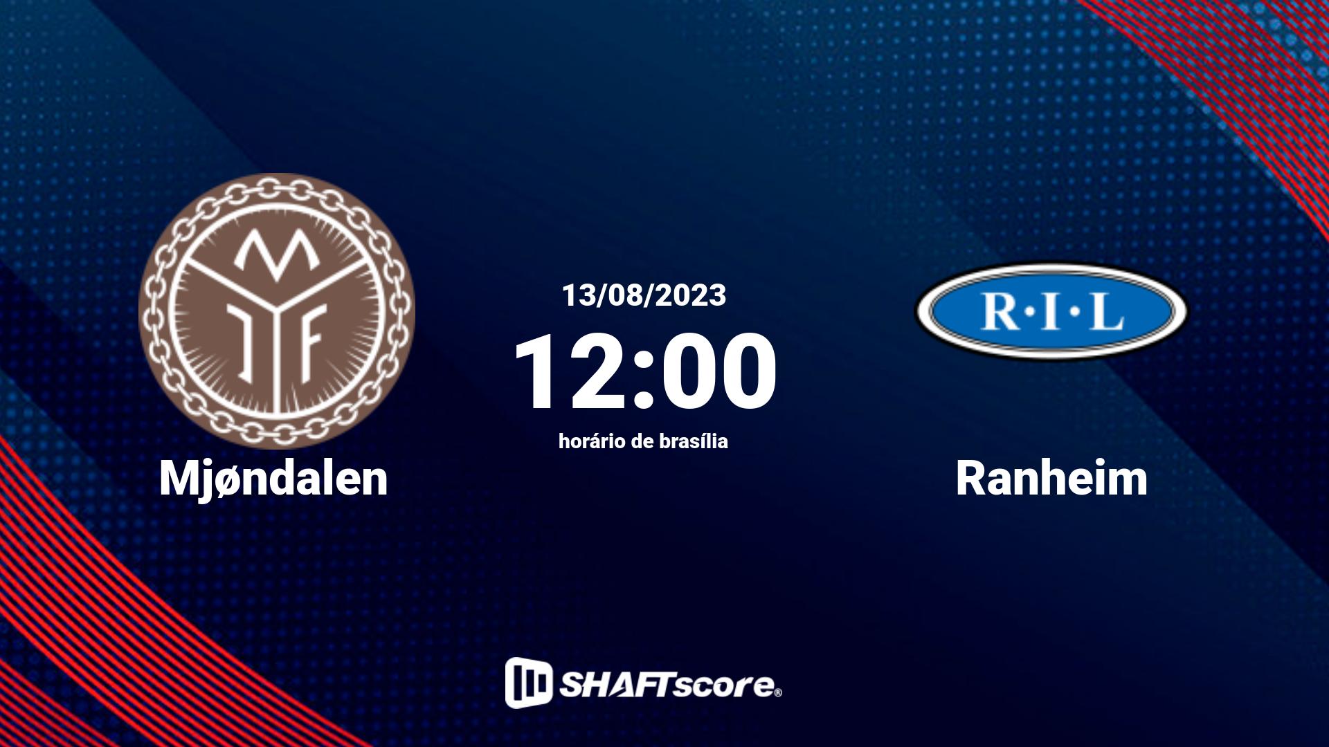 Estatísticas do jogo Mjøndalen vs Ranheim 13.08 12:00