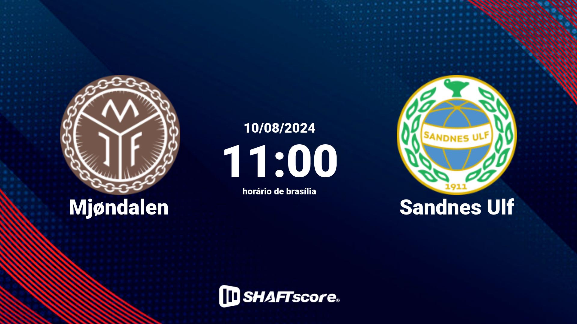 Estatísticas do jogo Mjøndalen vs Sandnes Ulf 10.08 11:00