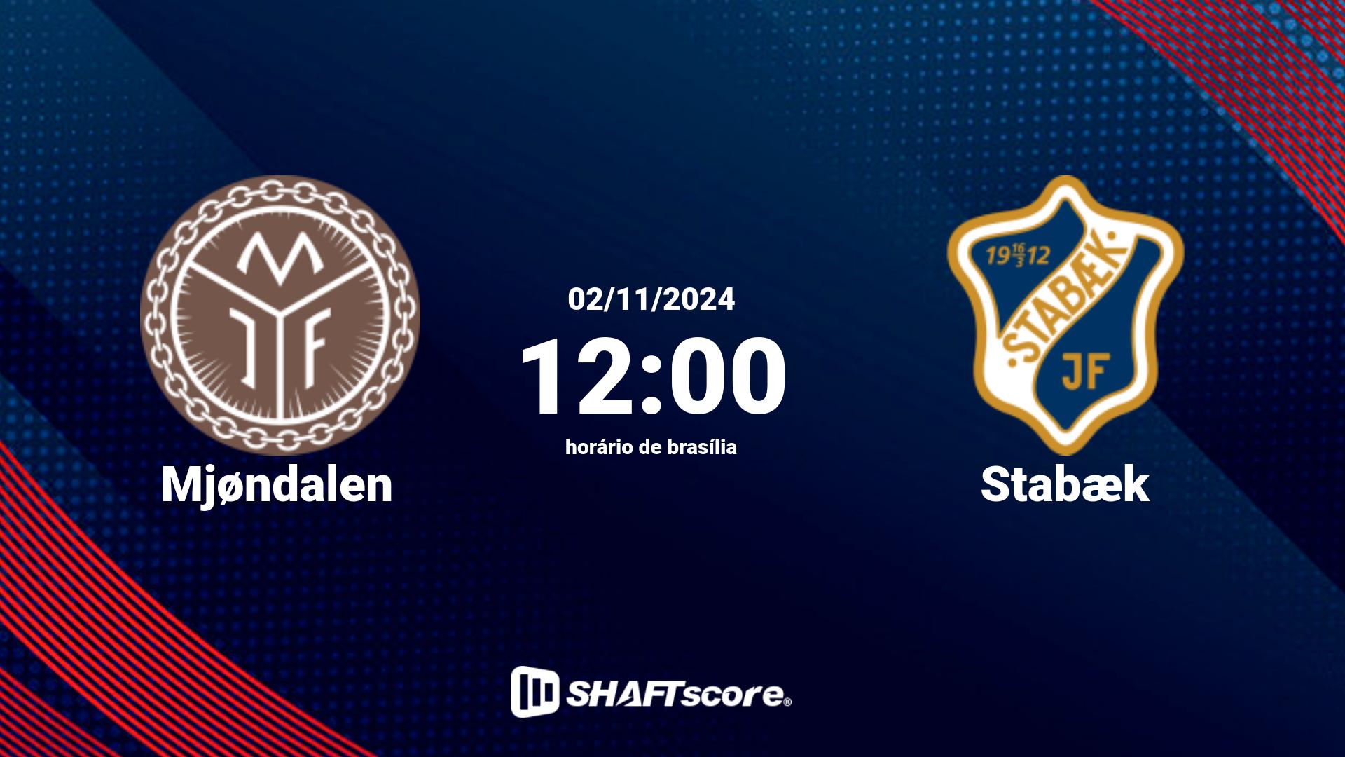 Estatísticas do jogo Mjøndalen vs Stabæk 02.11 12:00