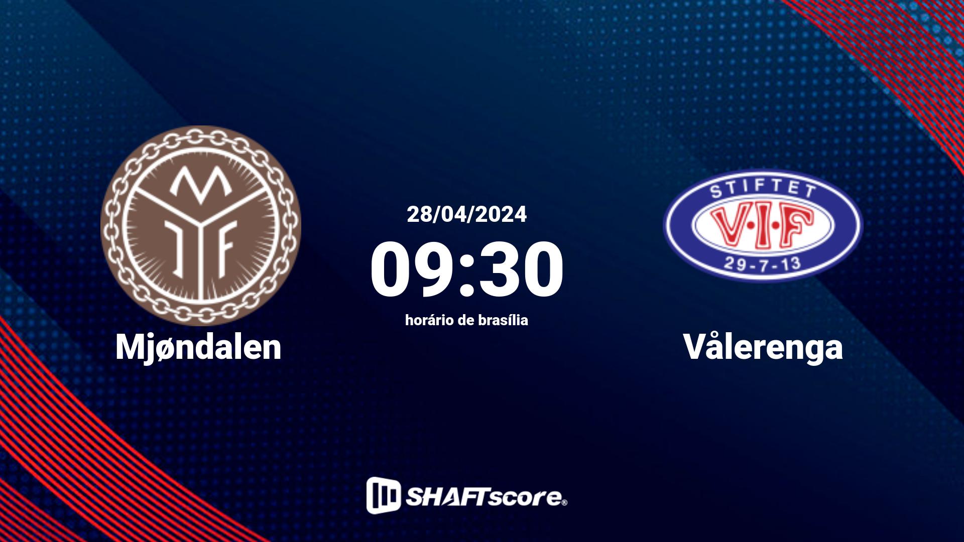 Estatísticas do jogo Mjøndalen vs Vålerenga 28.04 09:30